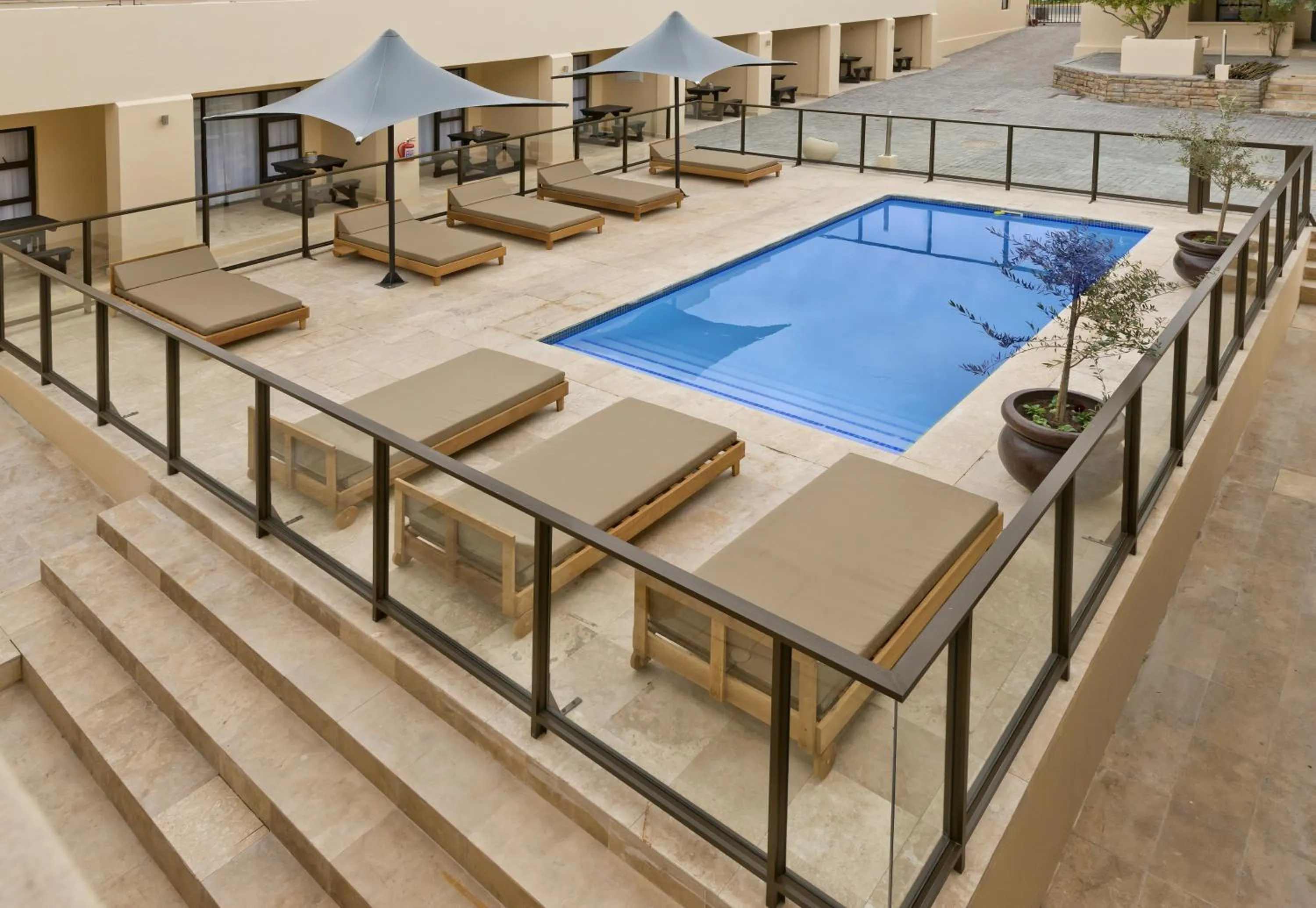 Pool view in Clanwilliam Hotel