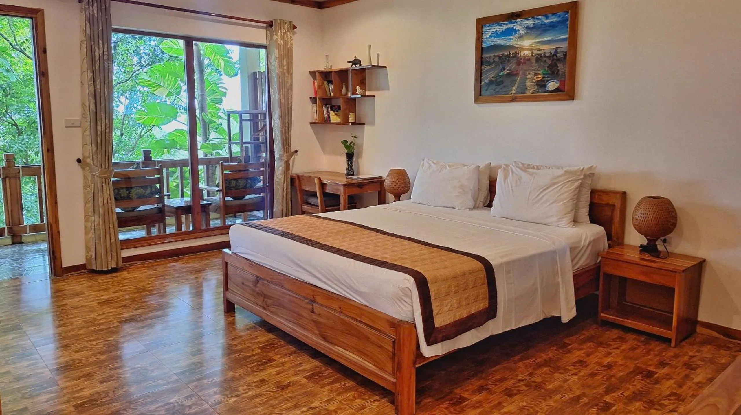 Bed in Ancarine Beach Resort