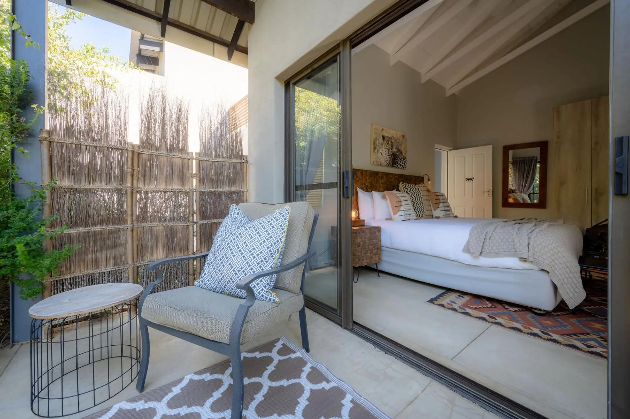 Patio, Bed in Rafiki Bush Lodge