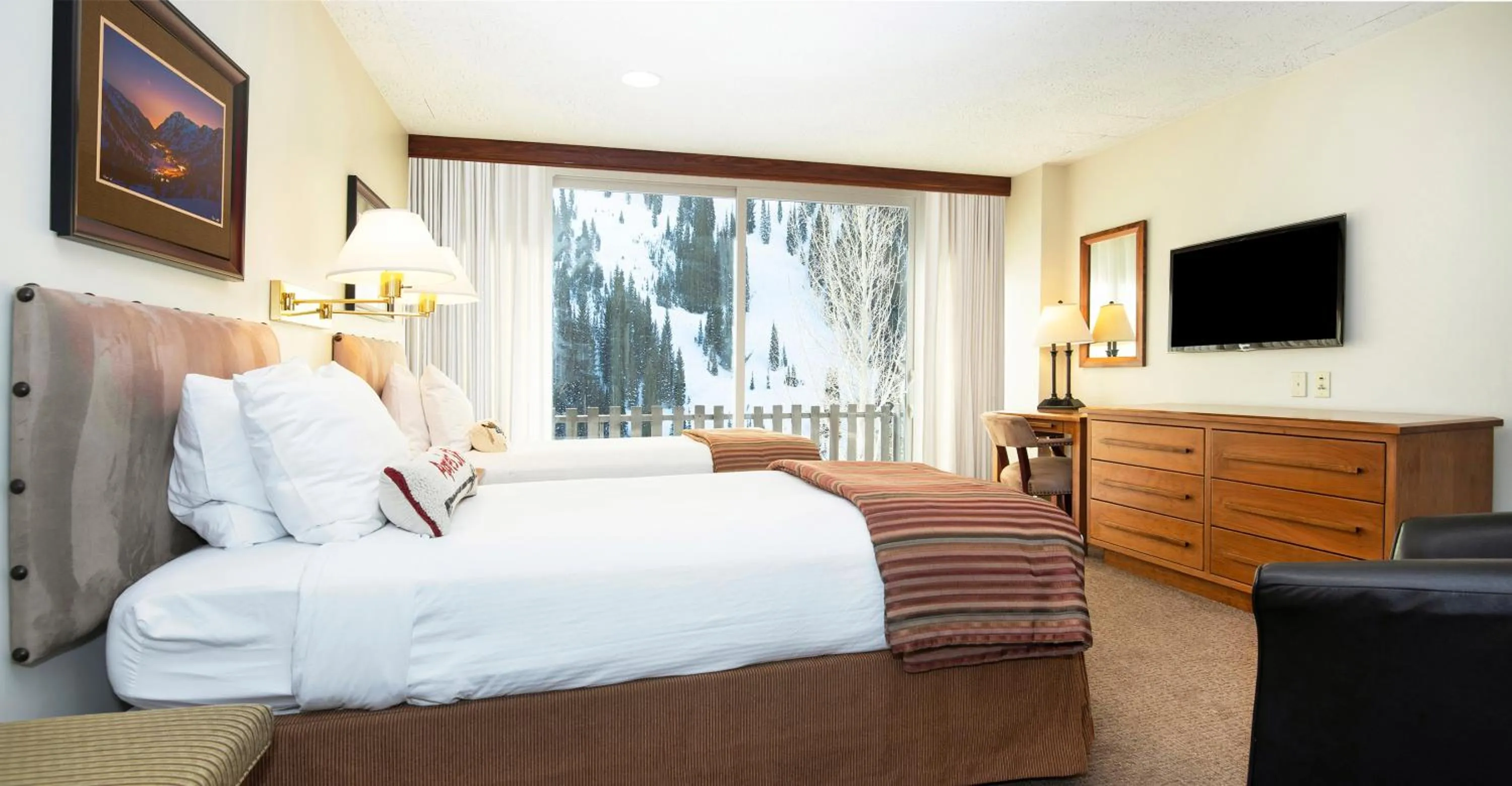 Bed in Alta's Rustler Lodge