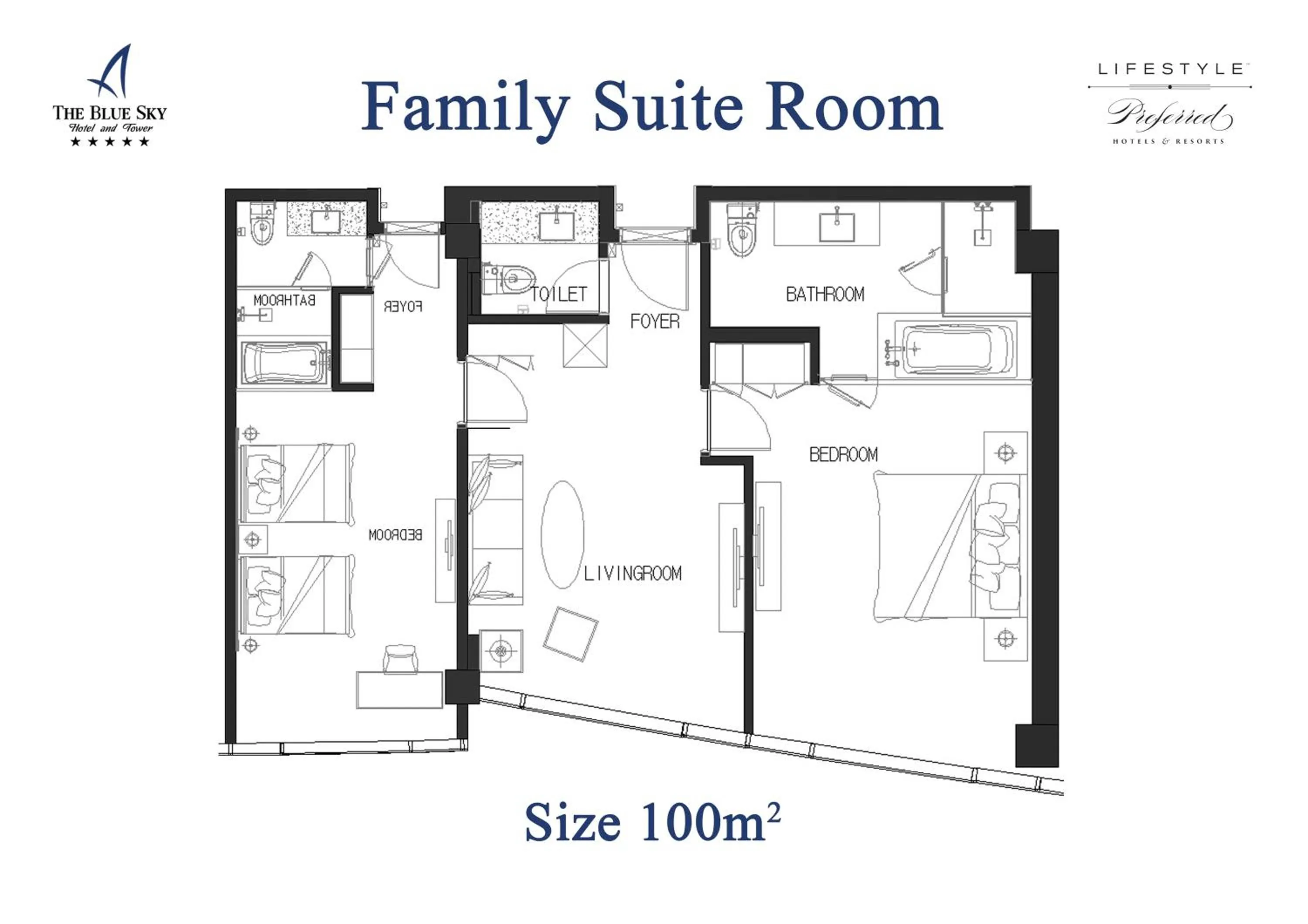 Floor plan in The Blue Sky Hotel and Tower