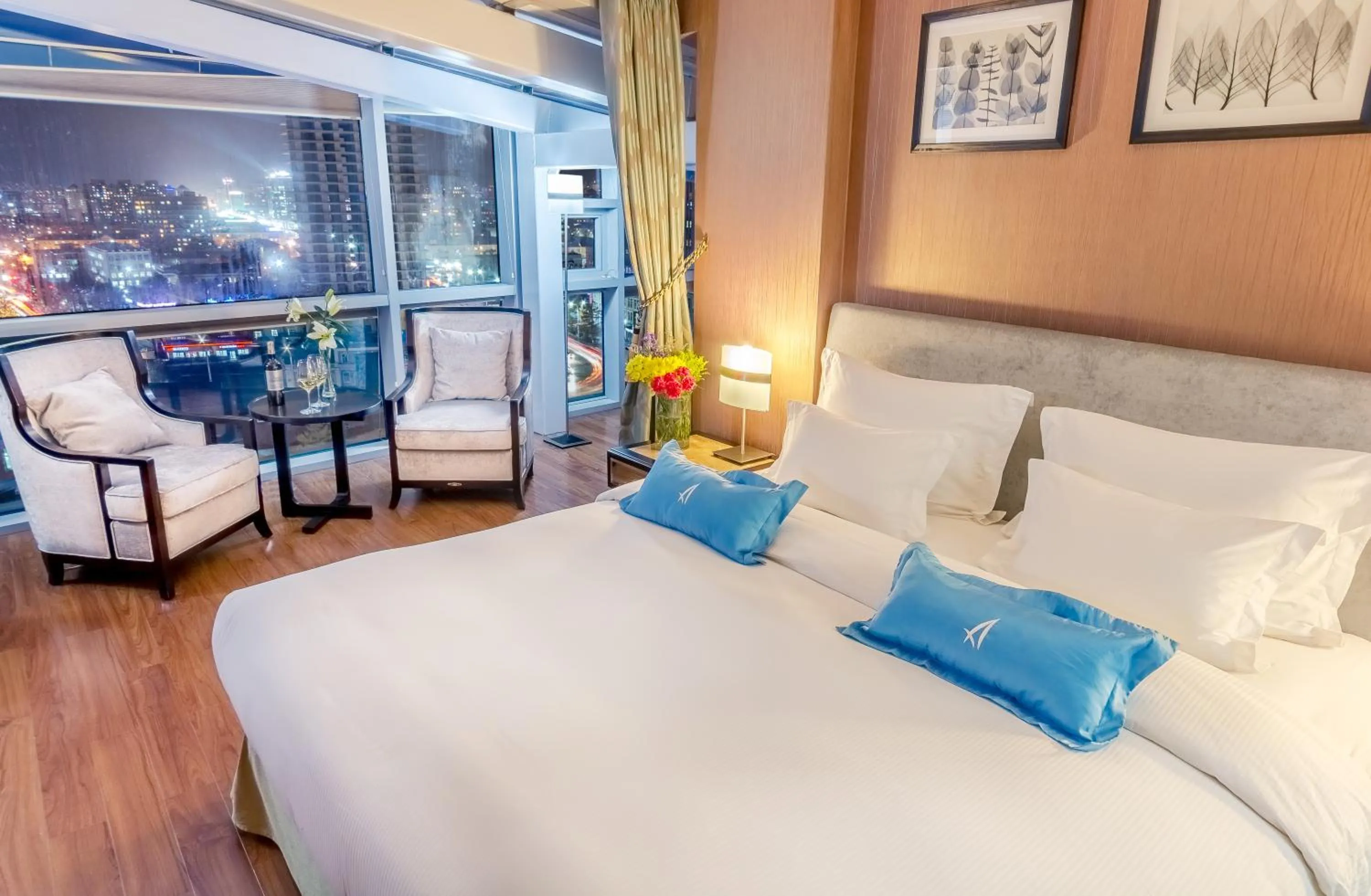 Bed in The Blue Sky Hotel and Tower