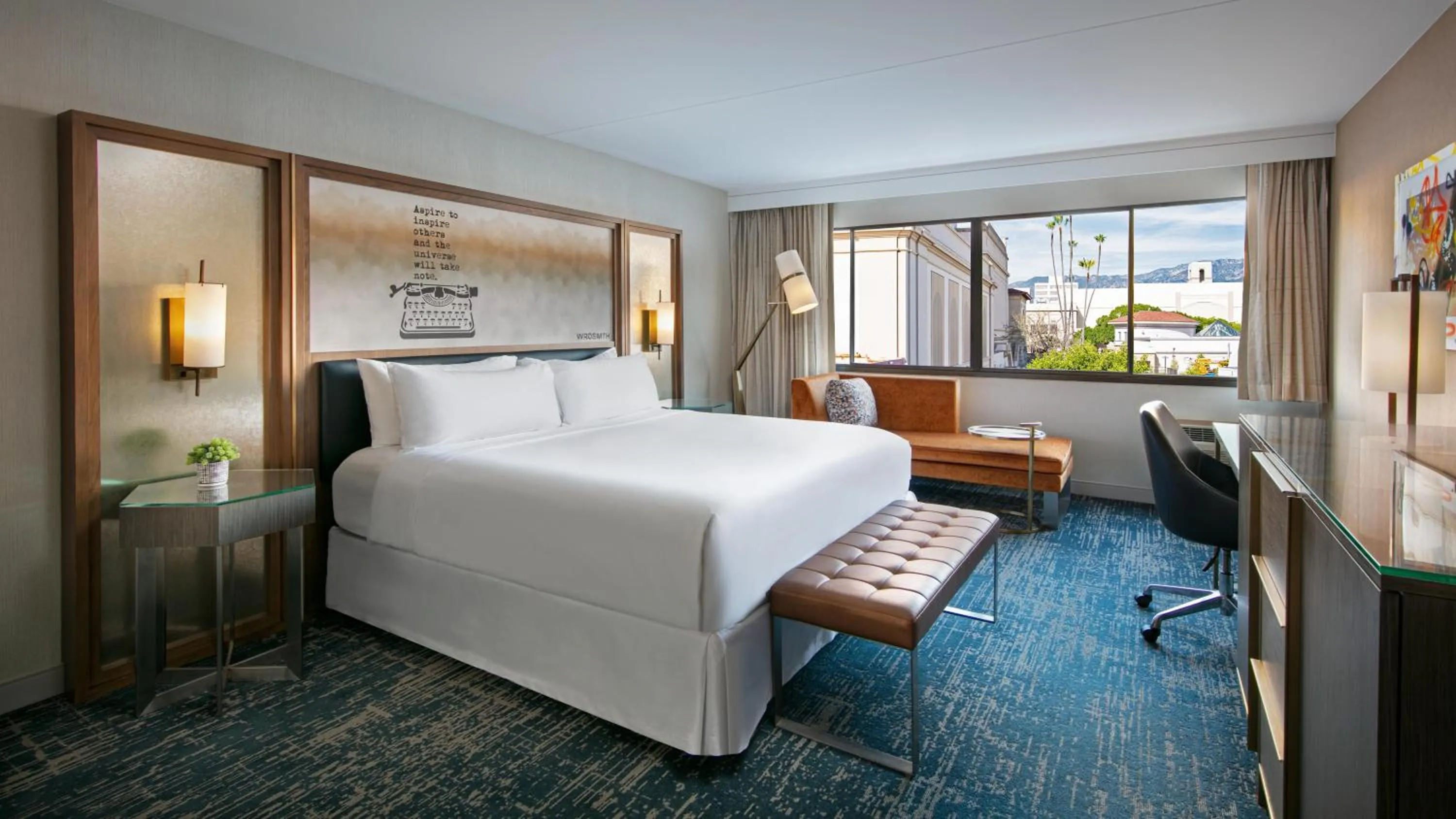 Bed in Hotel Dena, Pasadena Los Angeles, a Tribute Portfolio Hotel