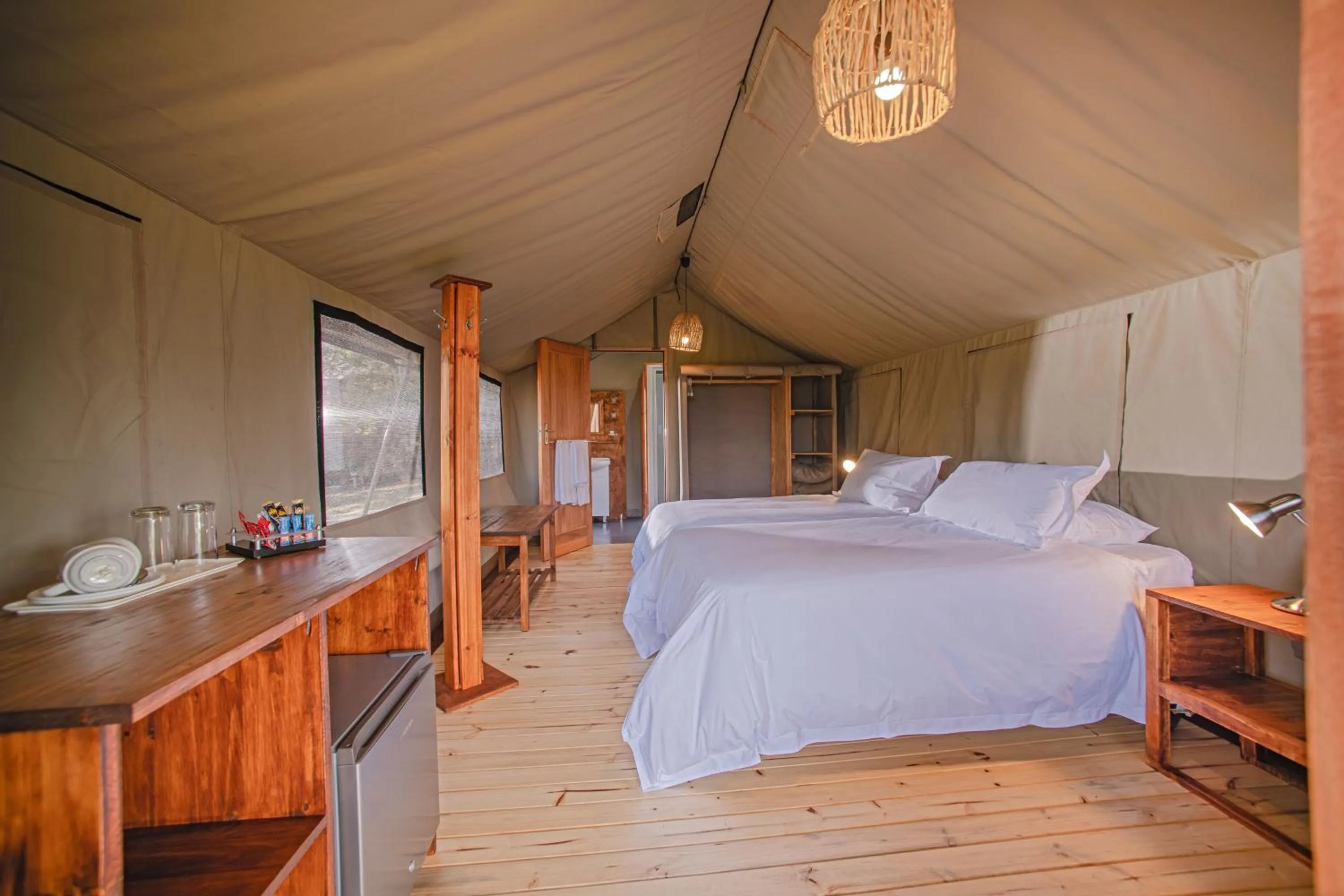 Bed in Nkambeni Safari Camp