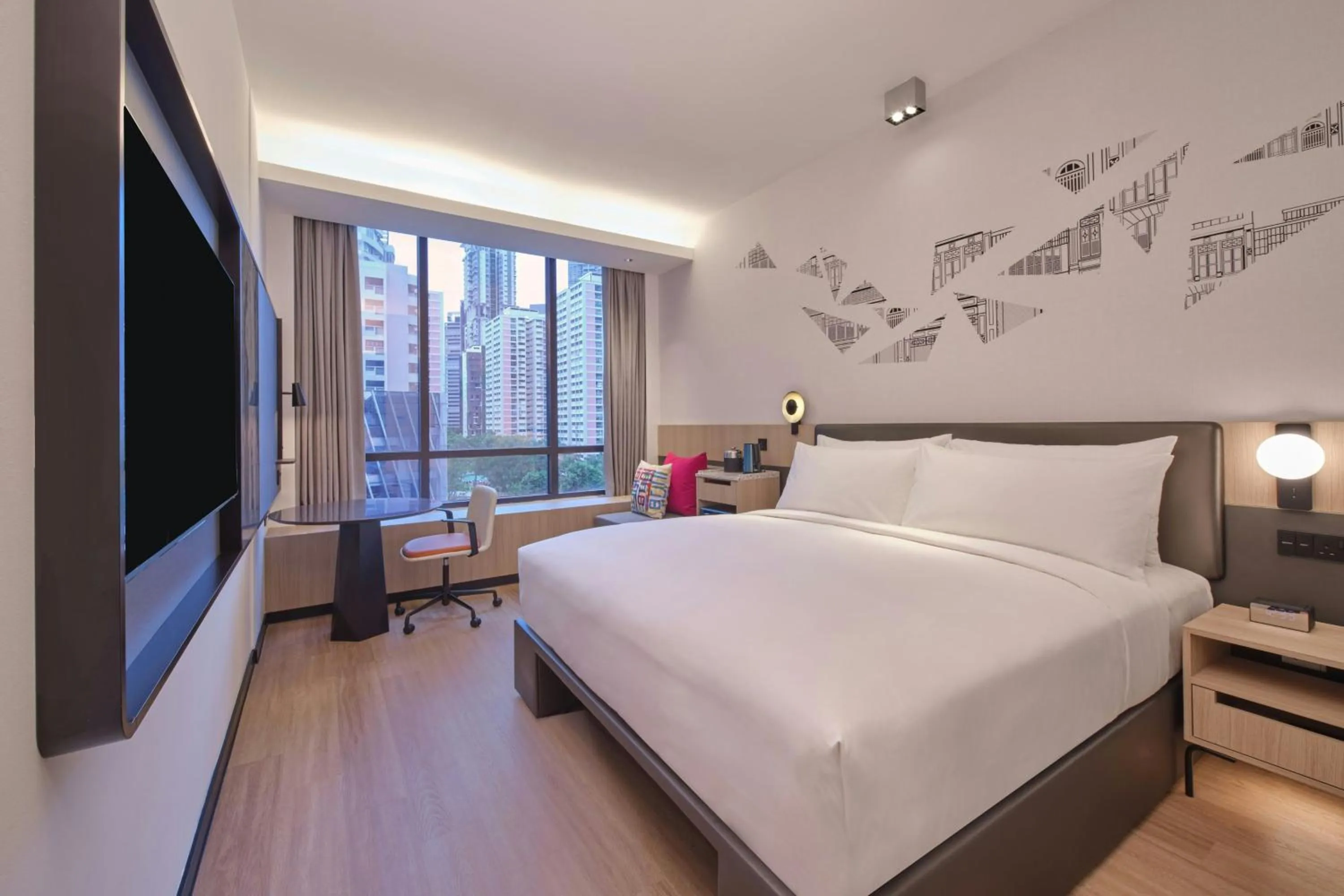 Photo of the whole room, Bed in Aloft Singapore Novena