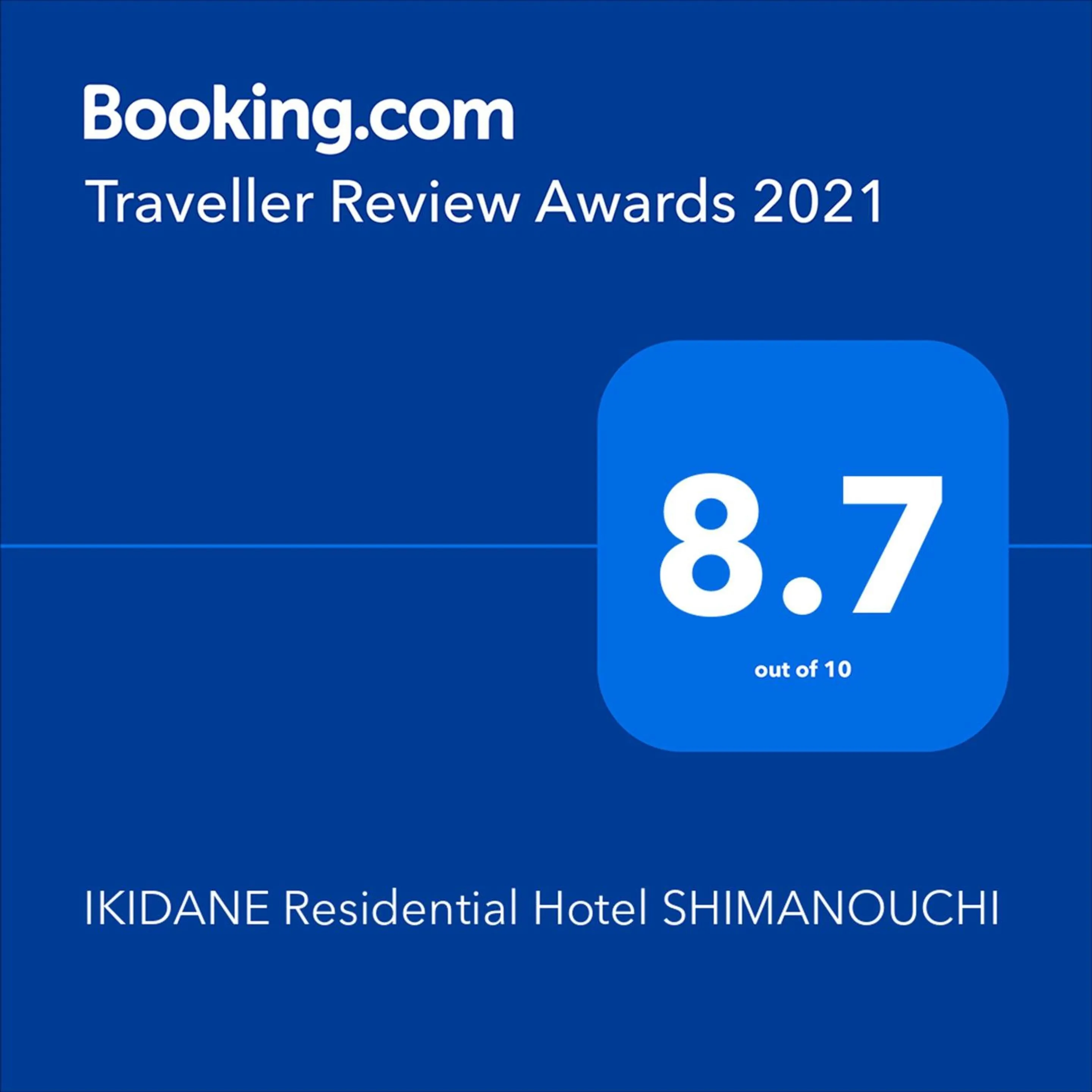 Certificate/Award in IKIDANE Residential Hotel SHIMANOUCHI