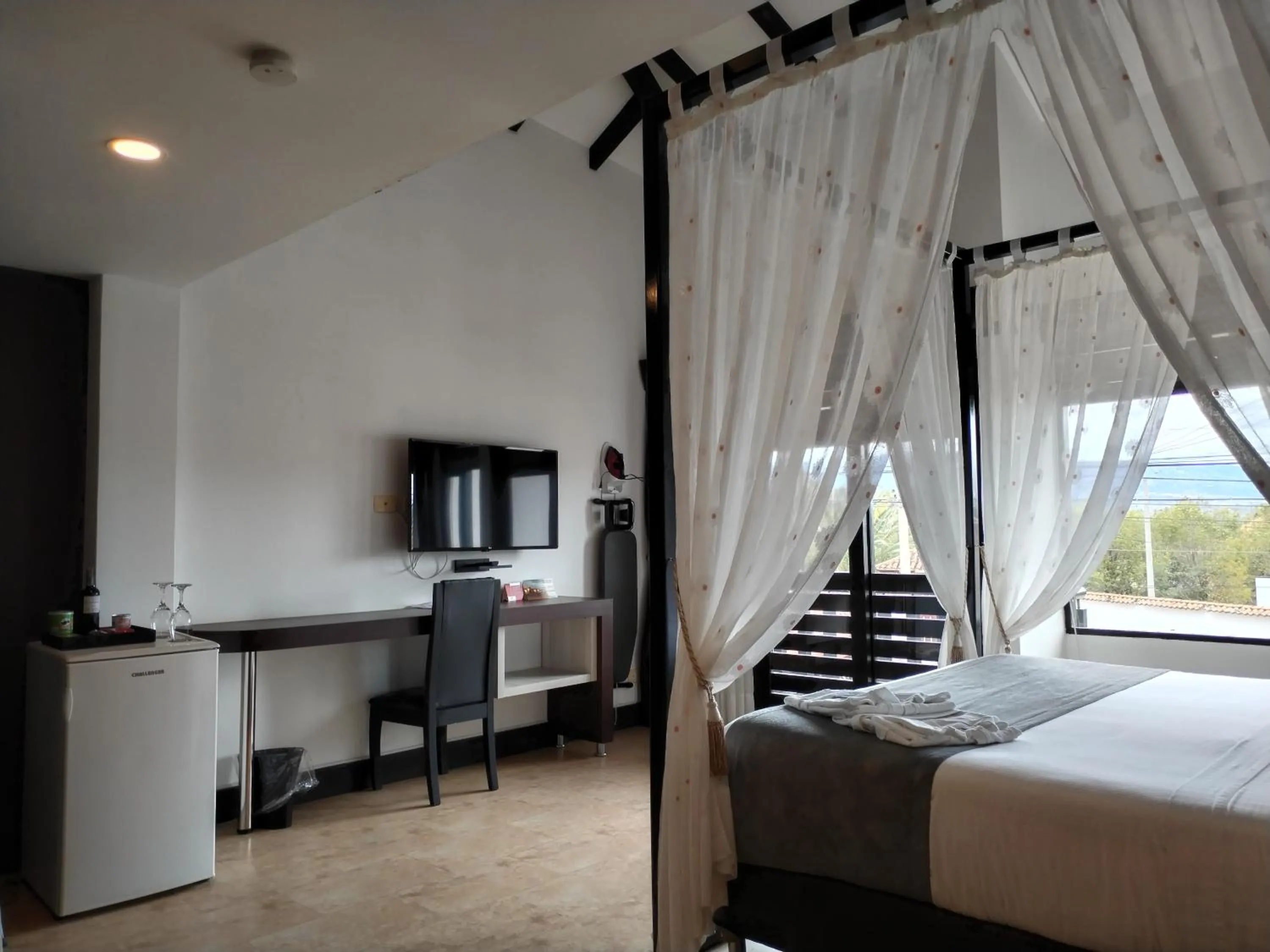 Balcony/Terrace, Bed in Santa Maria de Leyva hotel boutique