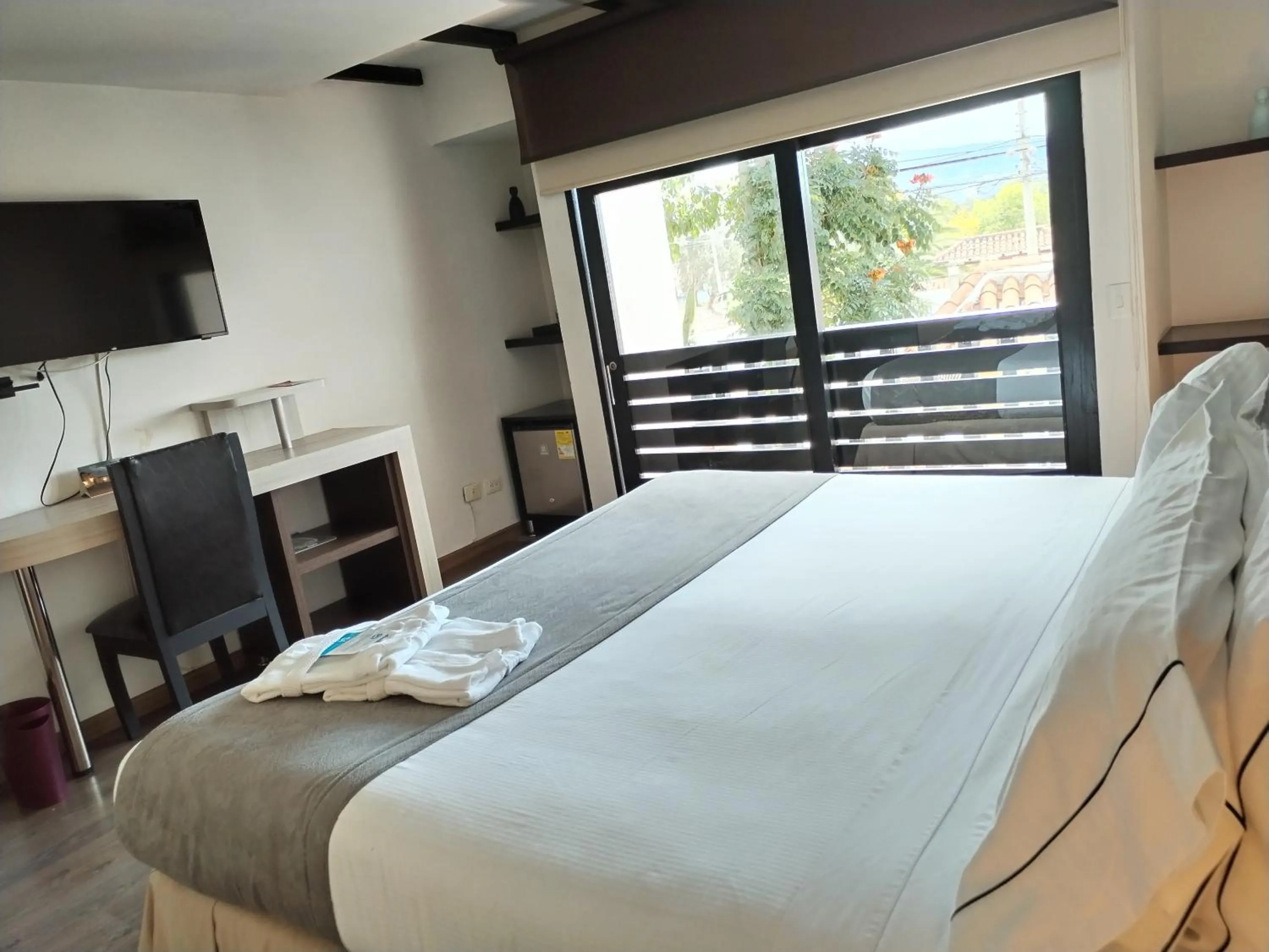 Balcony/Terrace, Bed in Santa Maria de Leyva hotel boutique