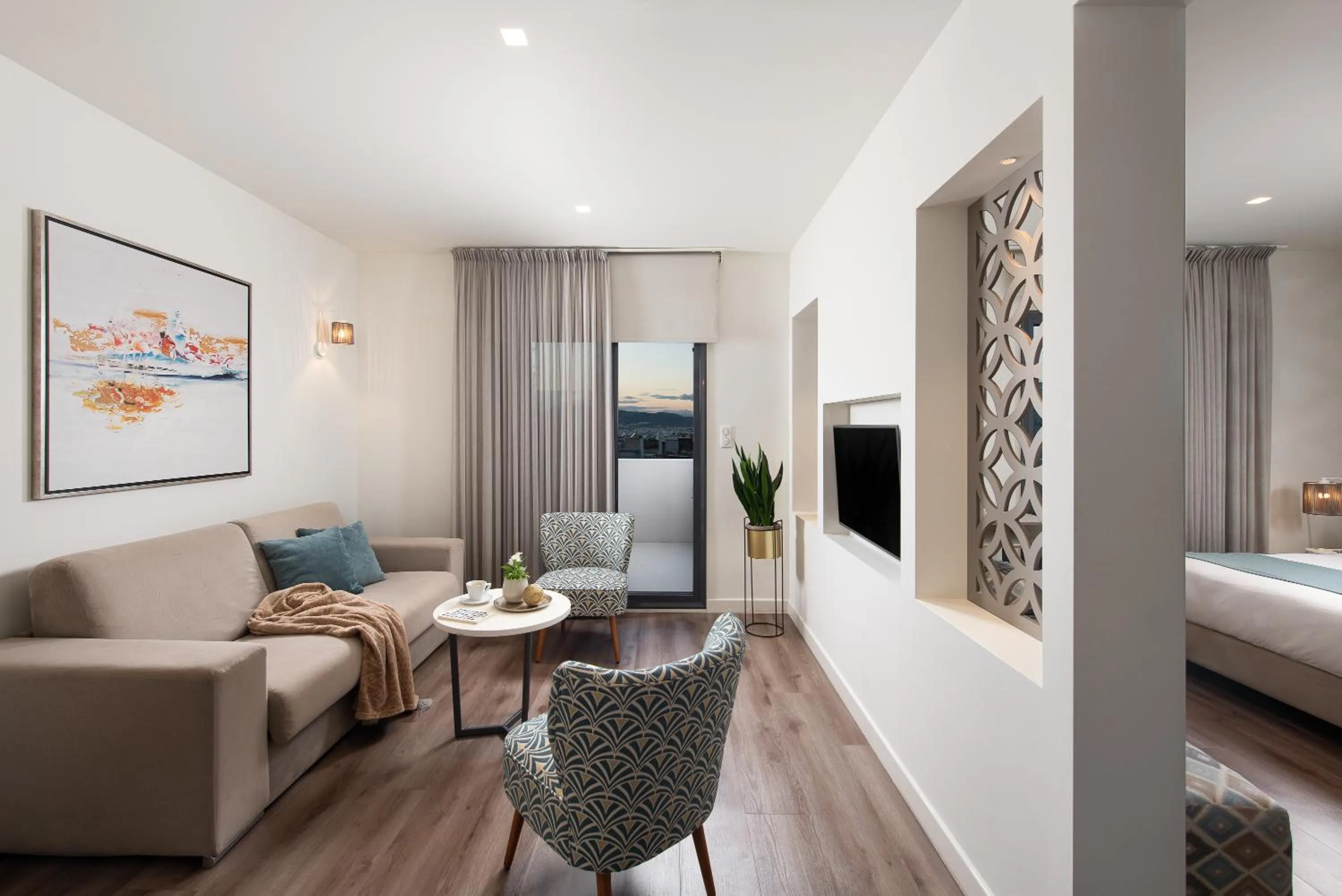 Balcony/Terrace, Bed in Urban Nest - Suites & Apartments