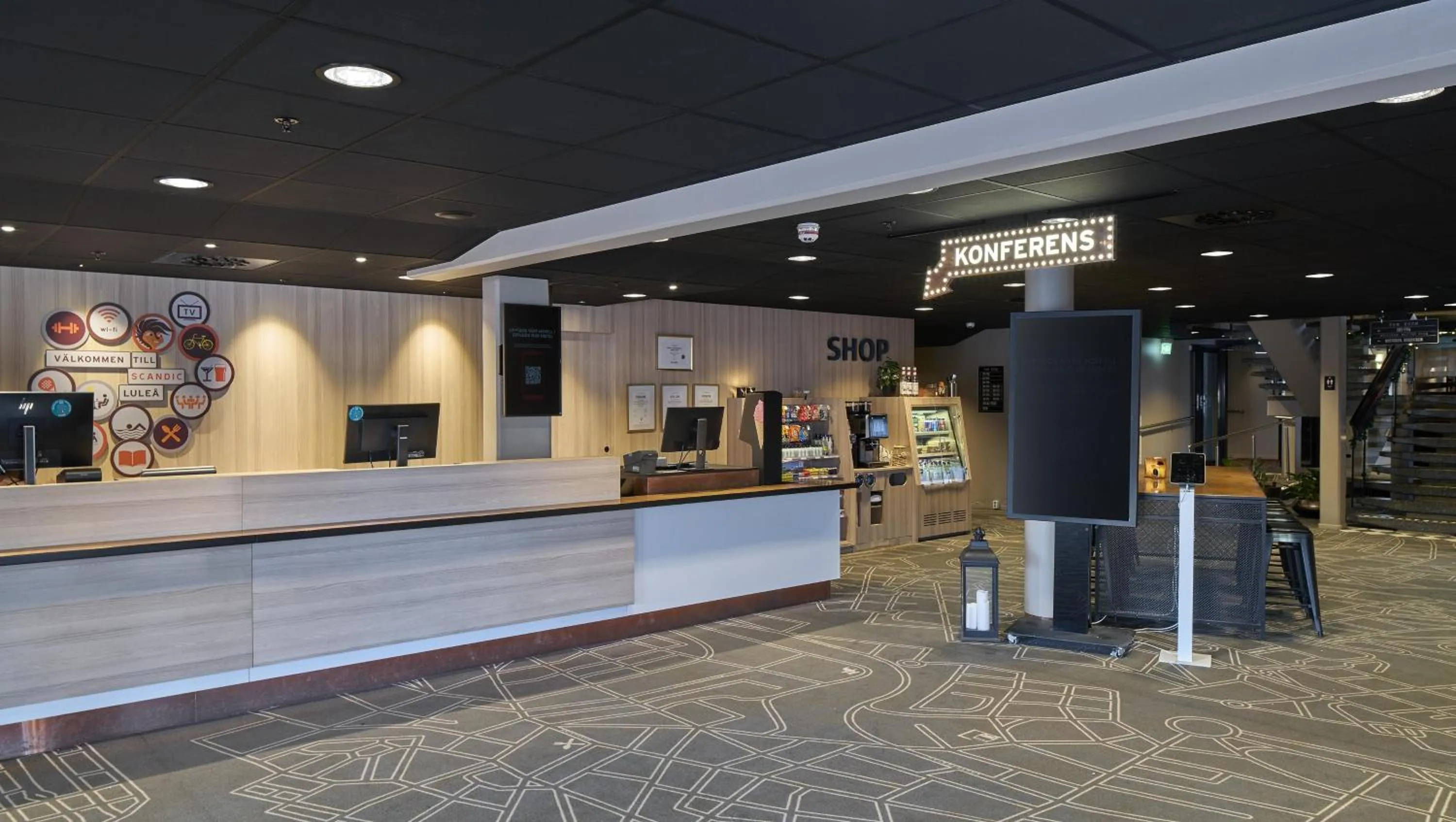 Lobby or reception in Scandic Luleå