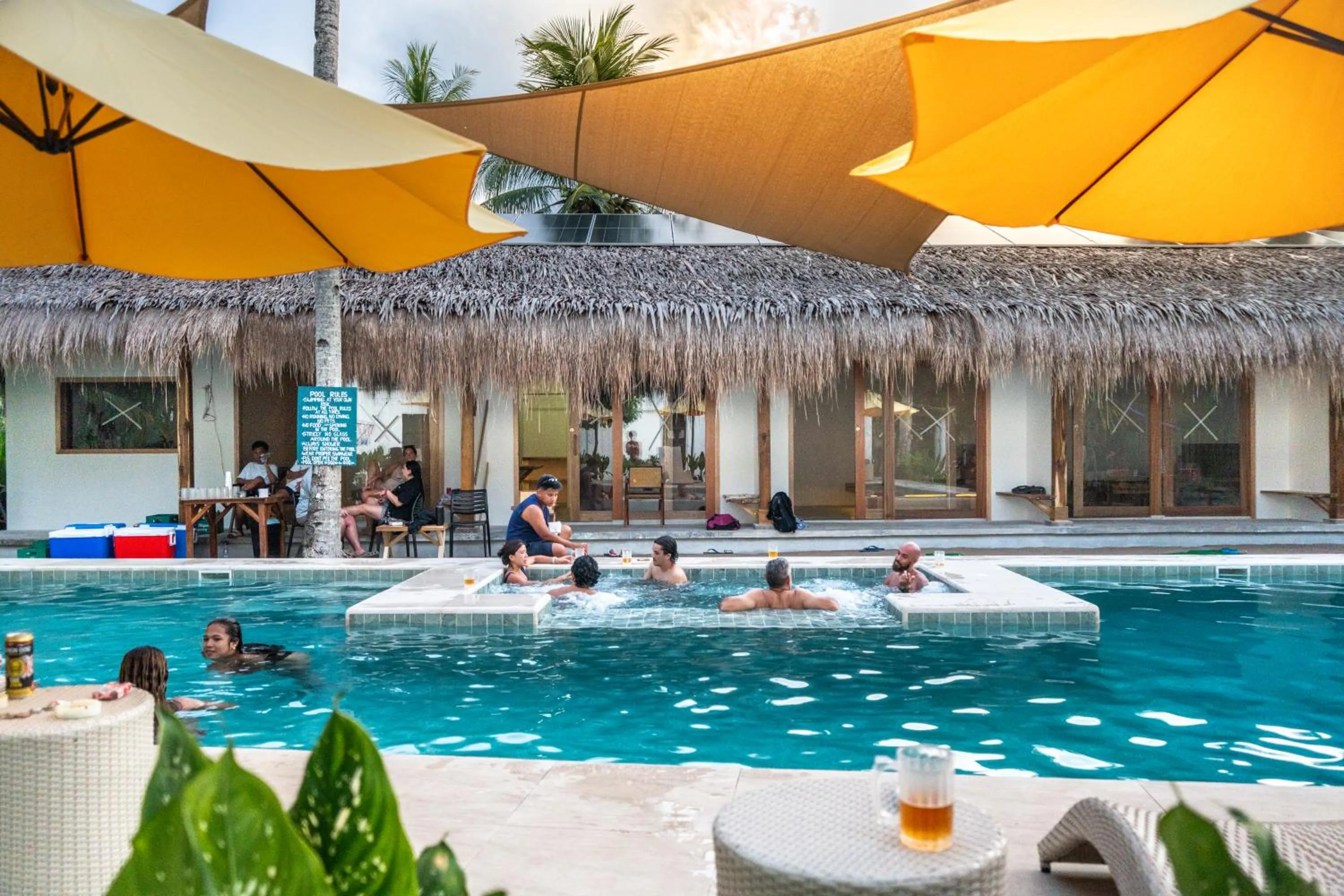 Pool view in Sunlit Hostel