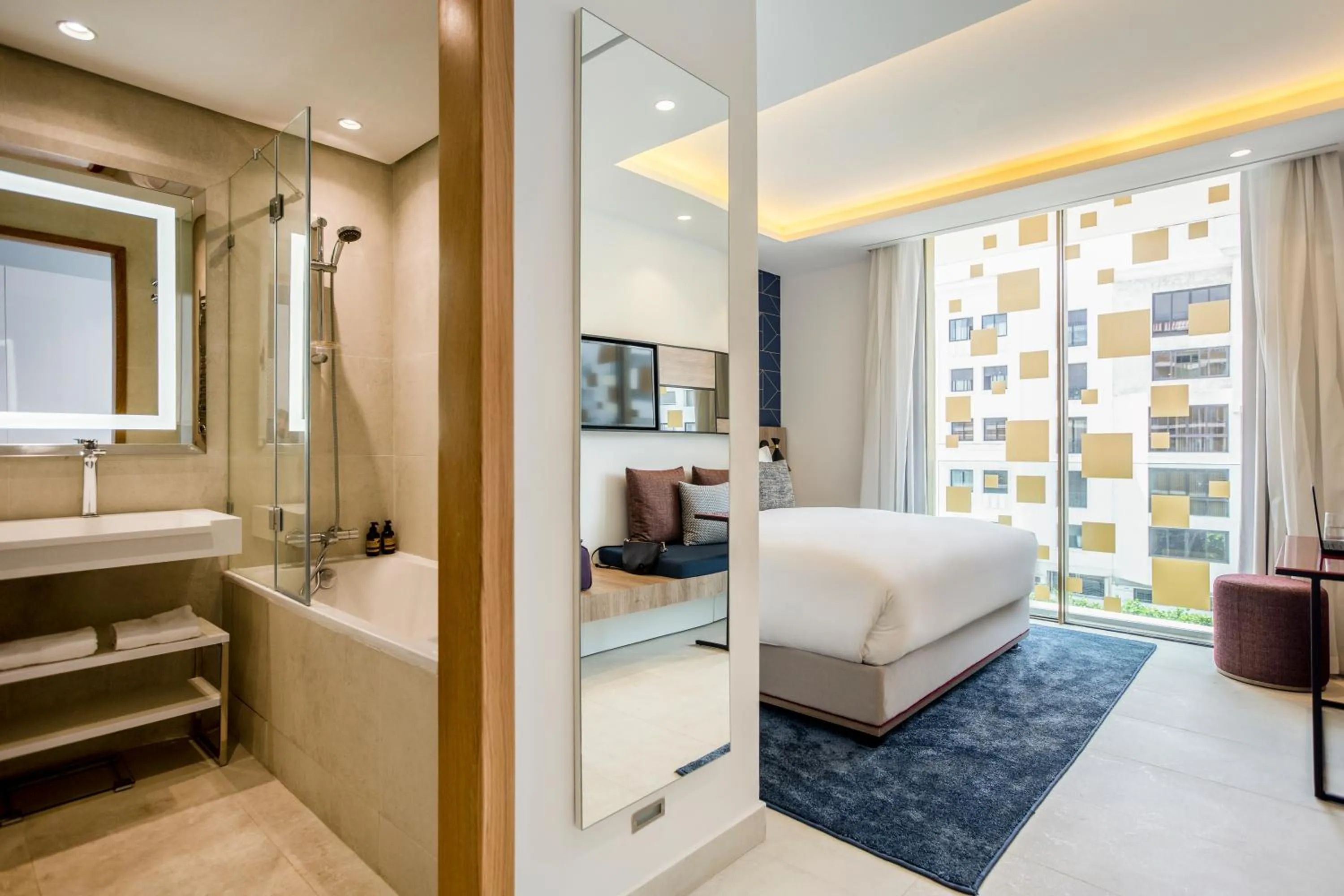 Bathroom, Bed in Aparthotel Adagio Premium Casablanca City Center