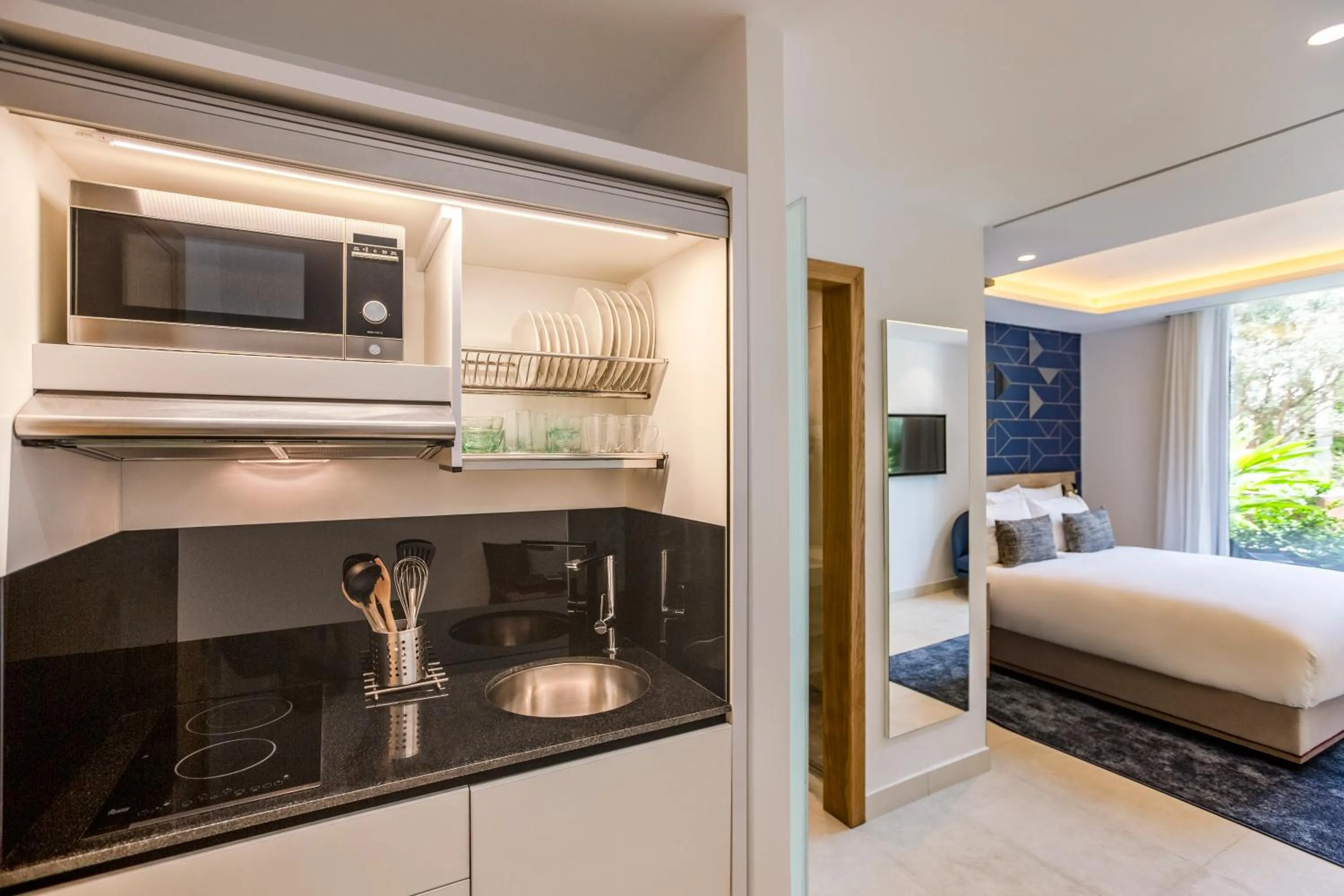 Kitchen or kitchenette, Bed in Aparthotel Adagio Premium Casablanca City Center