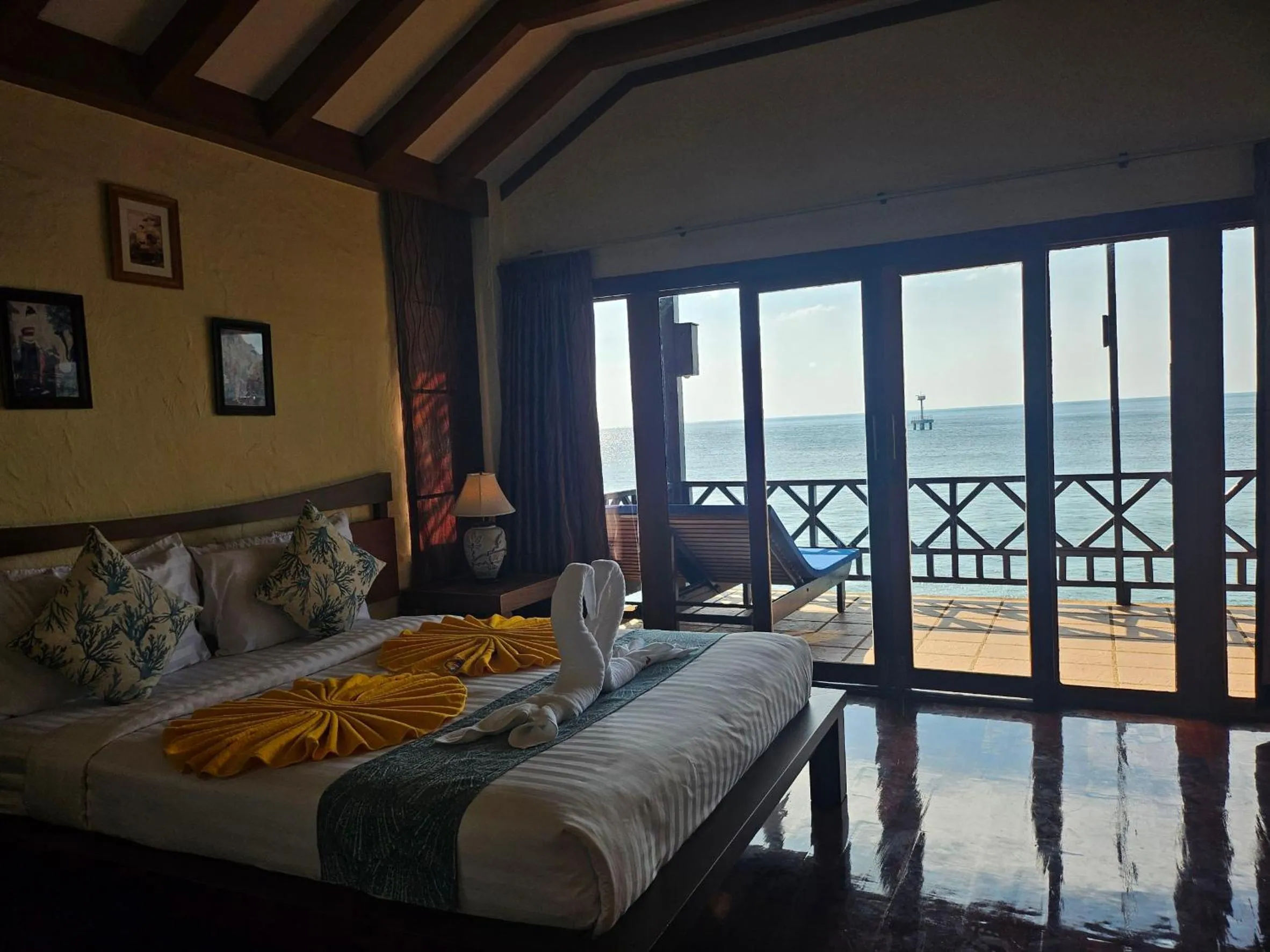 Bed in Rin Beach Resort