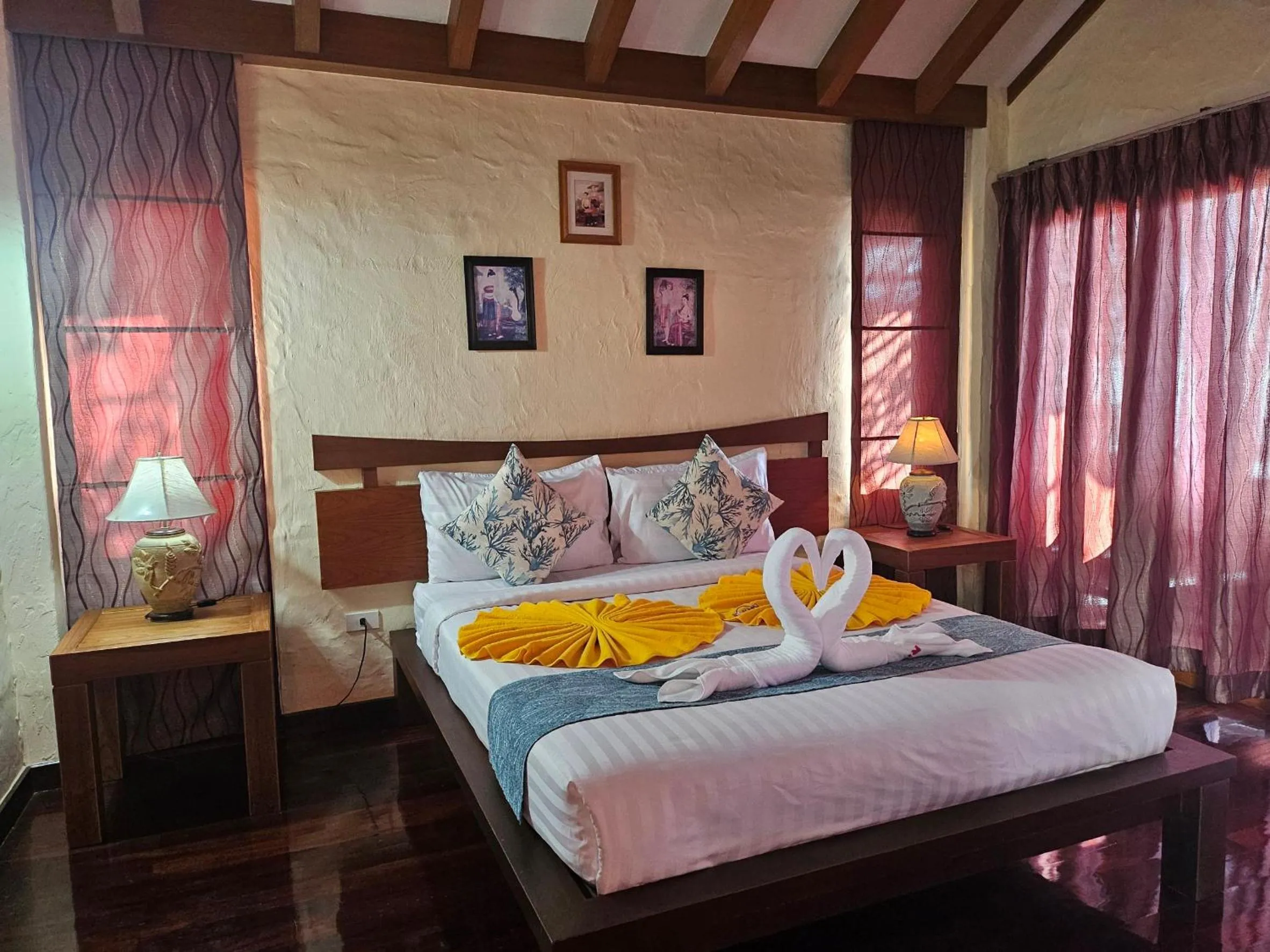 Bed in Rin Beach Resort