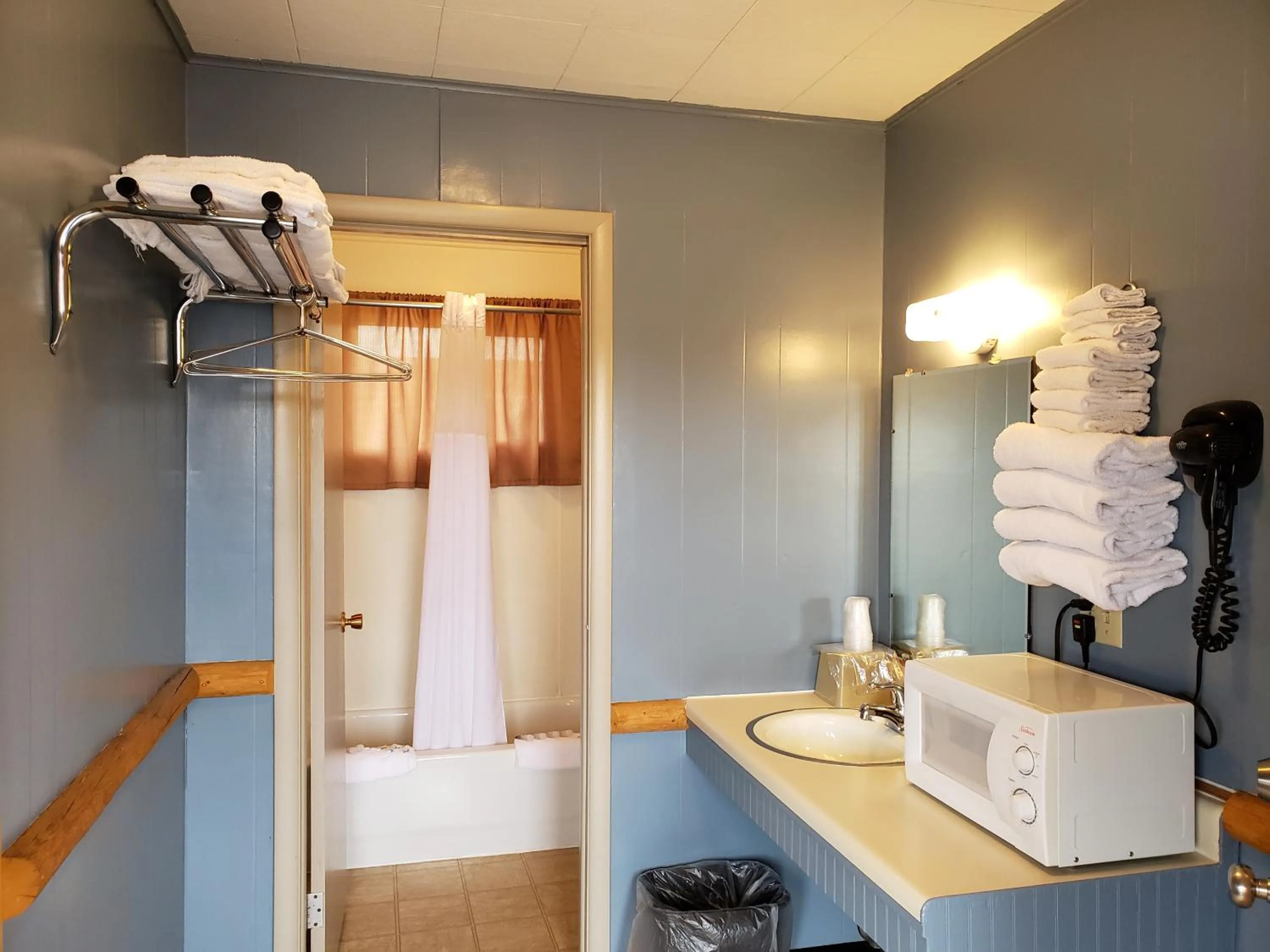 Bathroom, Bed in Big Bear Motel