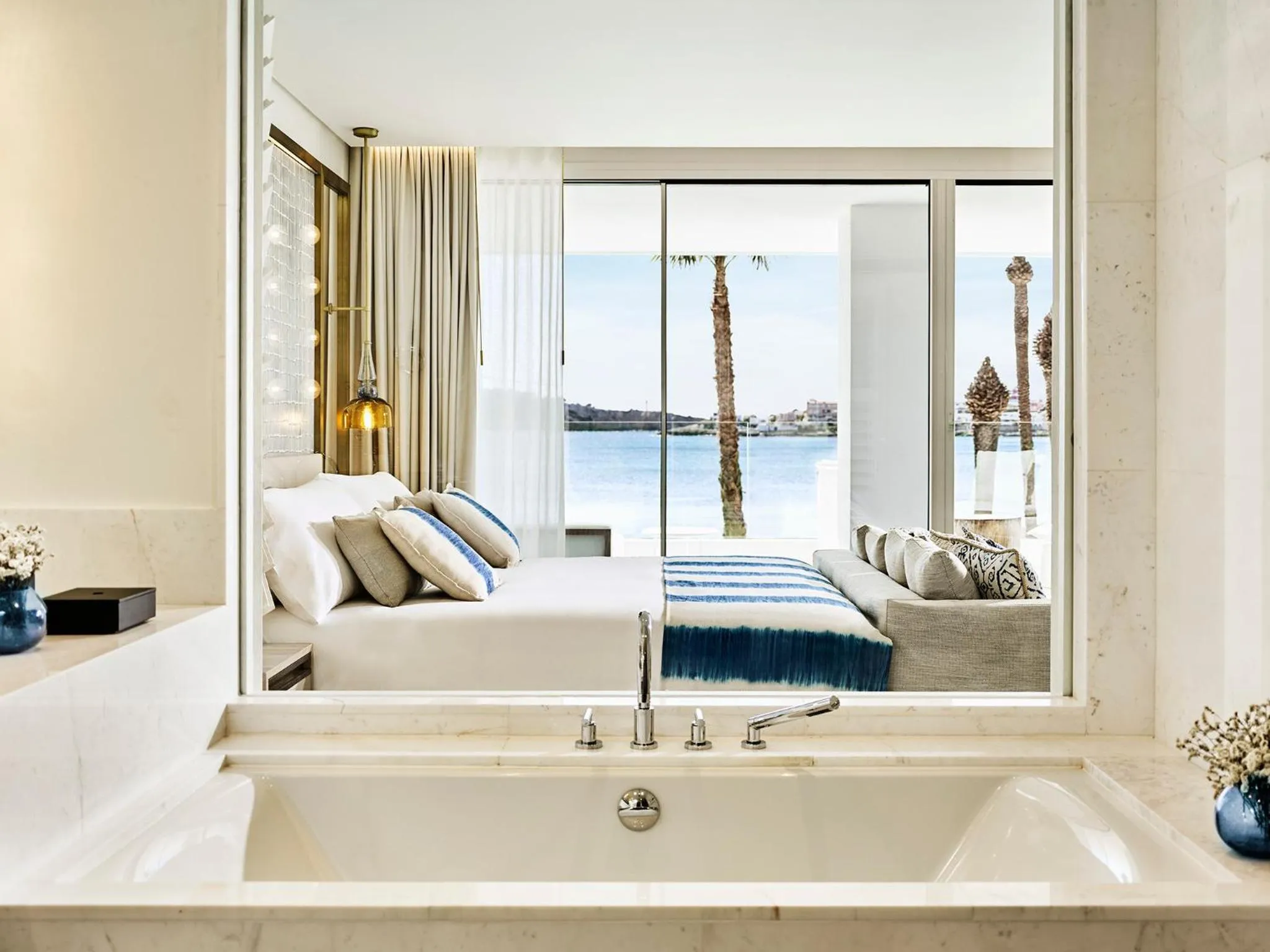 Bathroom, Bed in Nobu Hotel Ibiza Bay