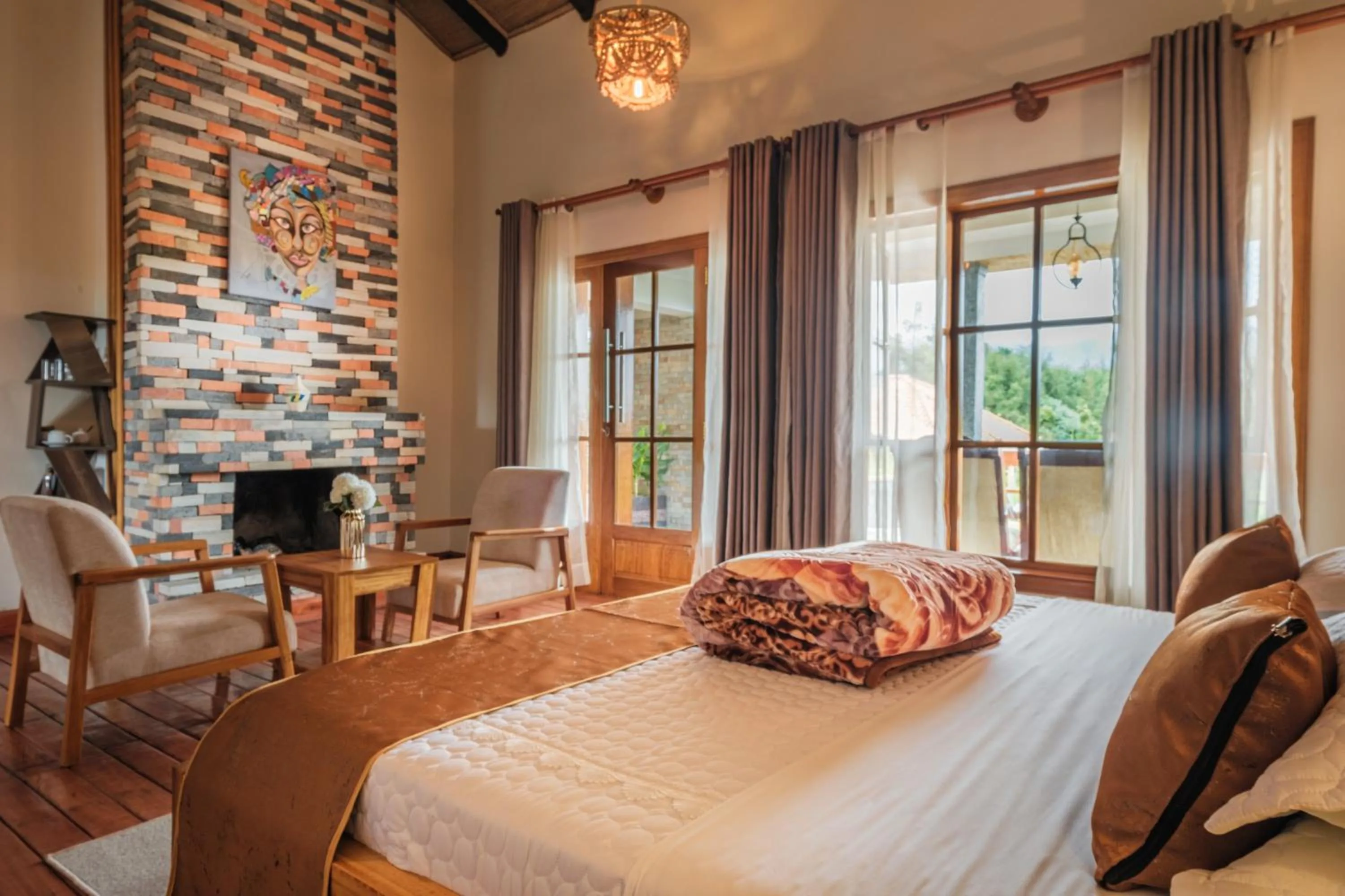 Bed in Ingagi Park View Lodge