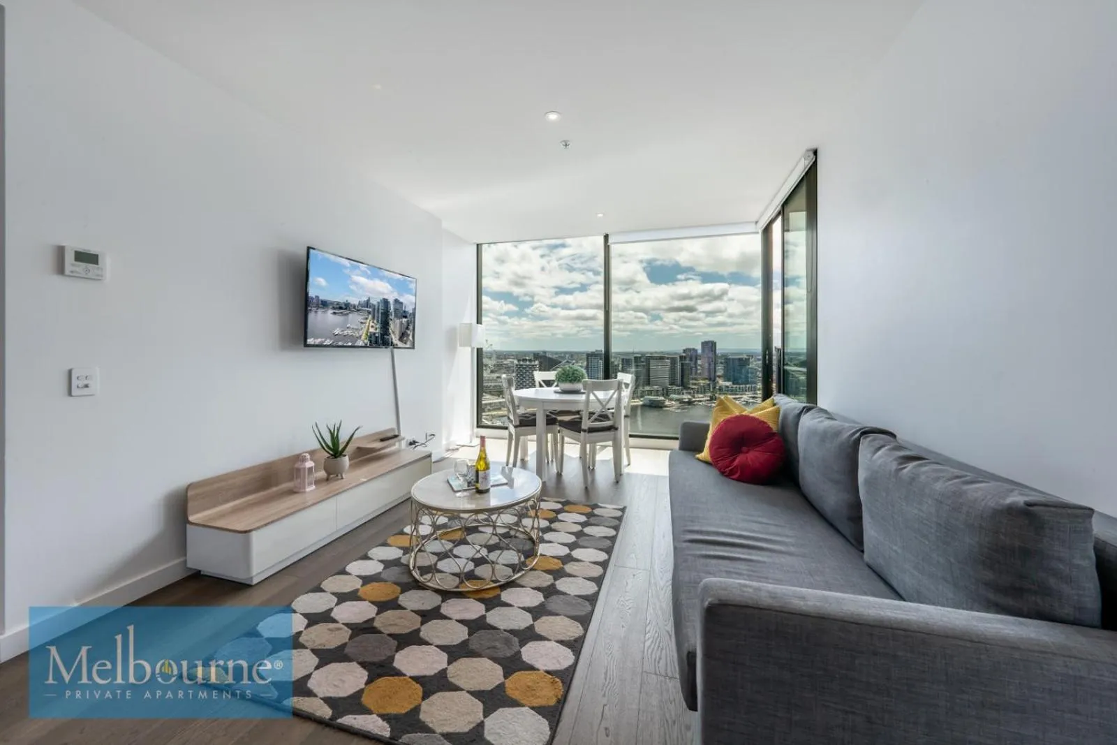 Living room in Melbourne Private Apartments - Collins Wharf Waterfront, Docklands