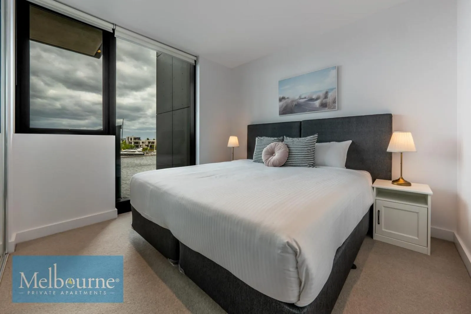 Bedroom, Bed in Melbourne Private Apartments - Collins Wharf Waterfront, Docklands