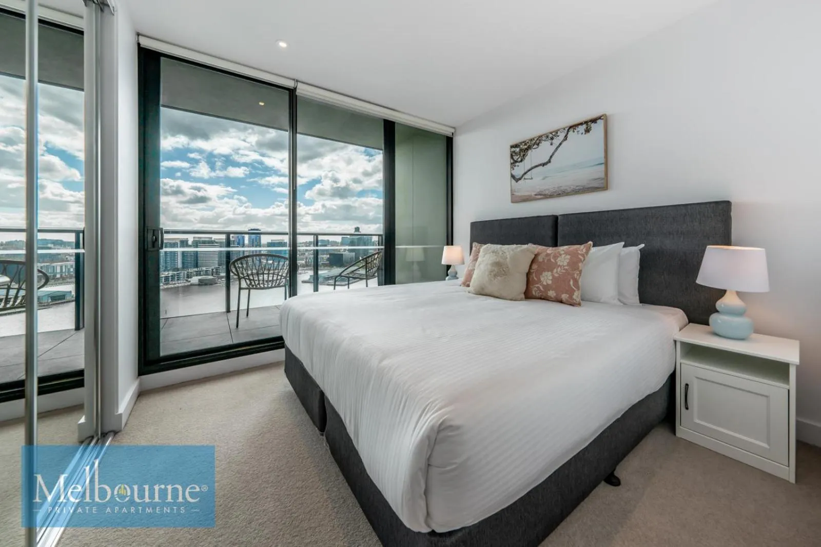 Bedroom, Bed in Melbourne Private Apartments - Collins Wharf Waterfront, Docklands