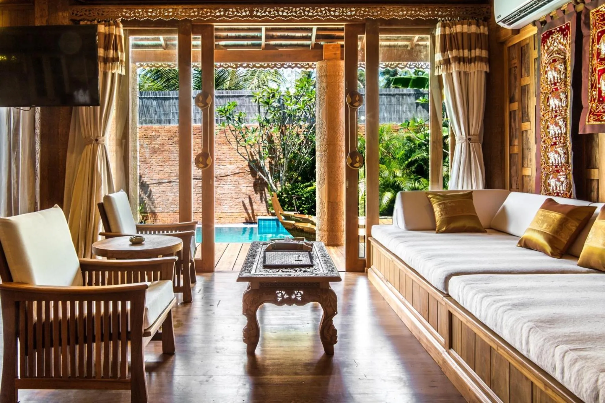 Living room, Bed in Santhiya Phuket Natai Resort & Spa