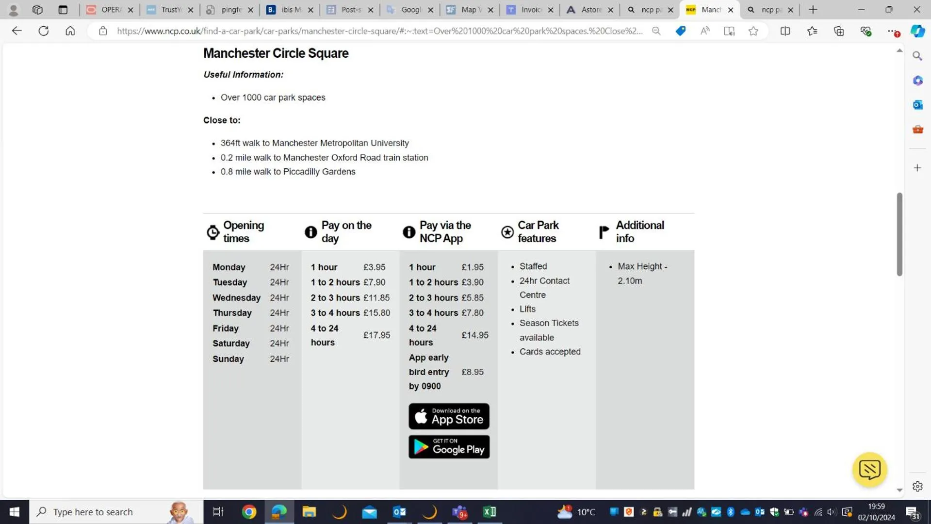 Parking in ibis Manchester Centre Princess Street
