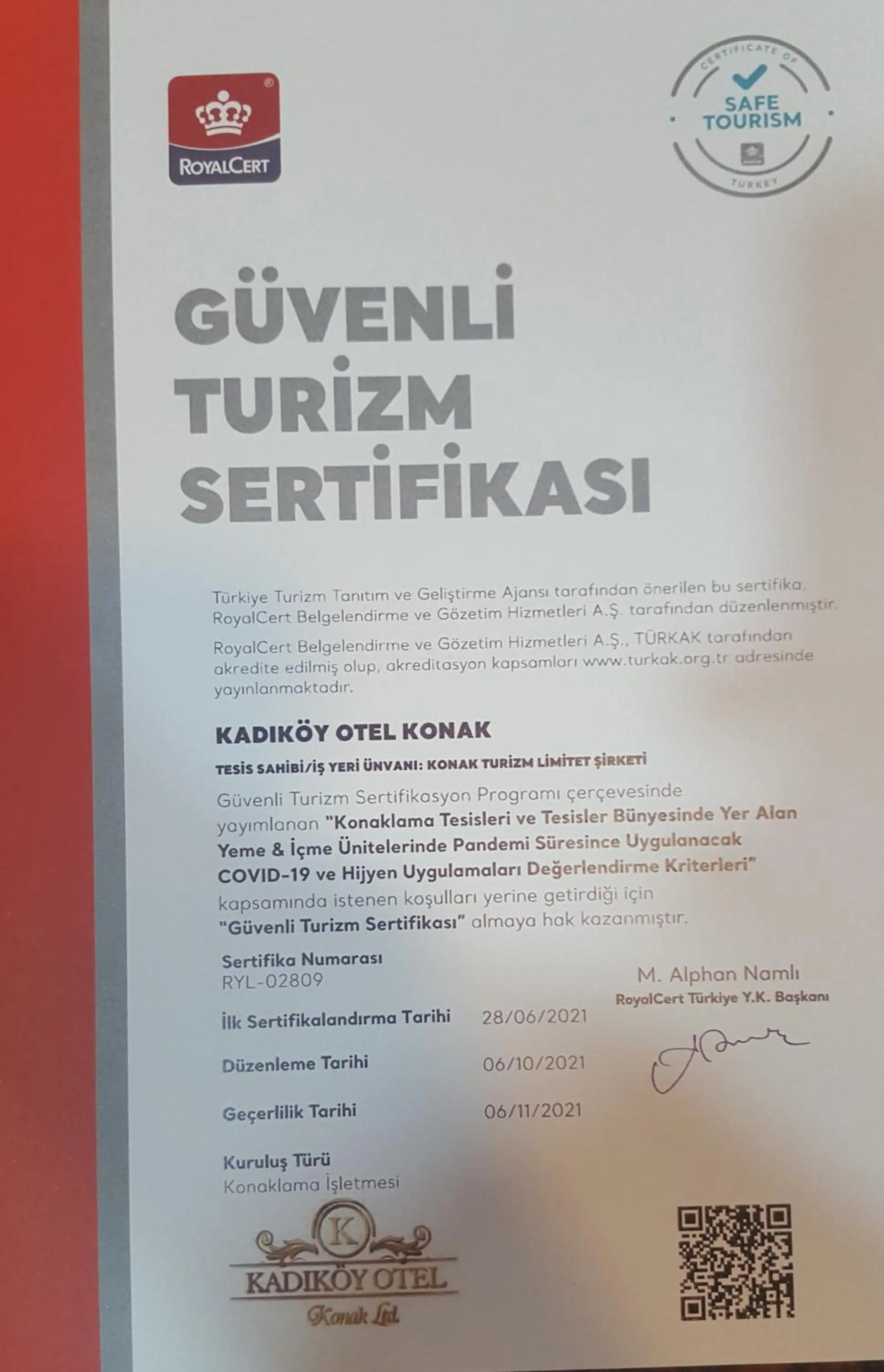 Logo/Certificate/Sign in Kadikoy Otel
