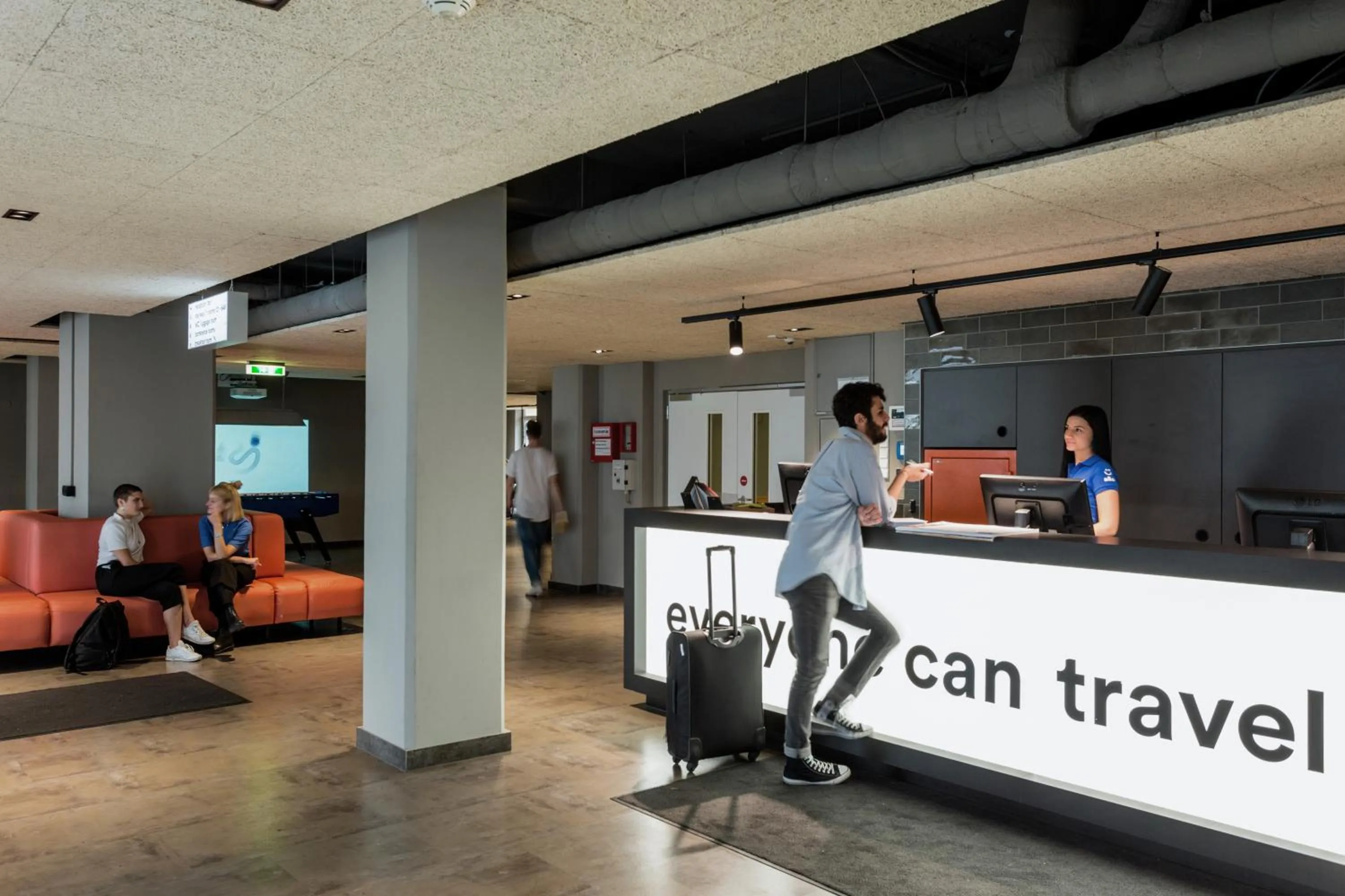 Lobby or reception in a&o Wien Hauptbahnhof