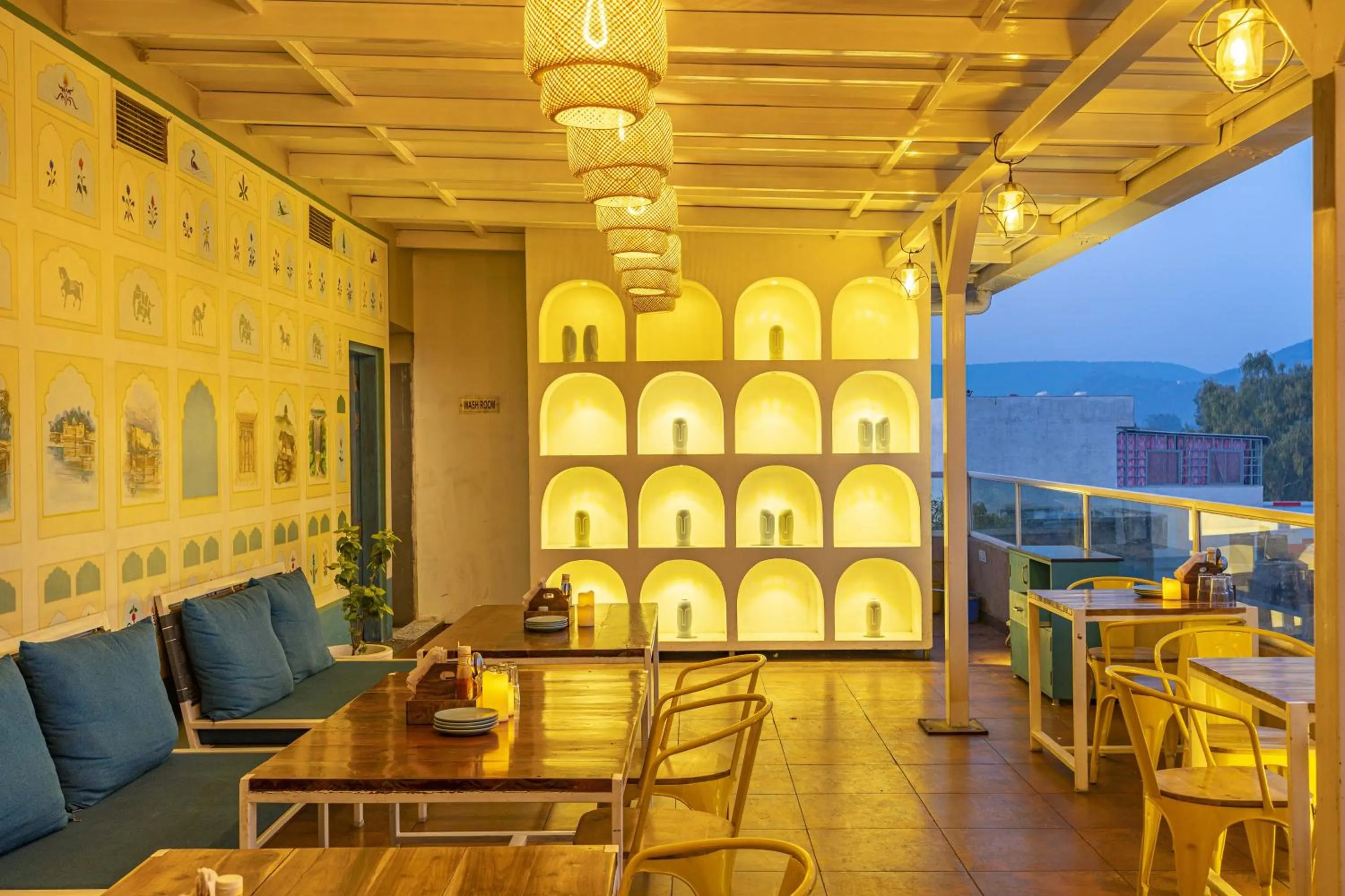 Seating area in Zostel Bundi