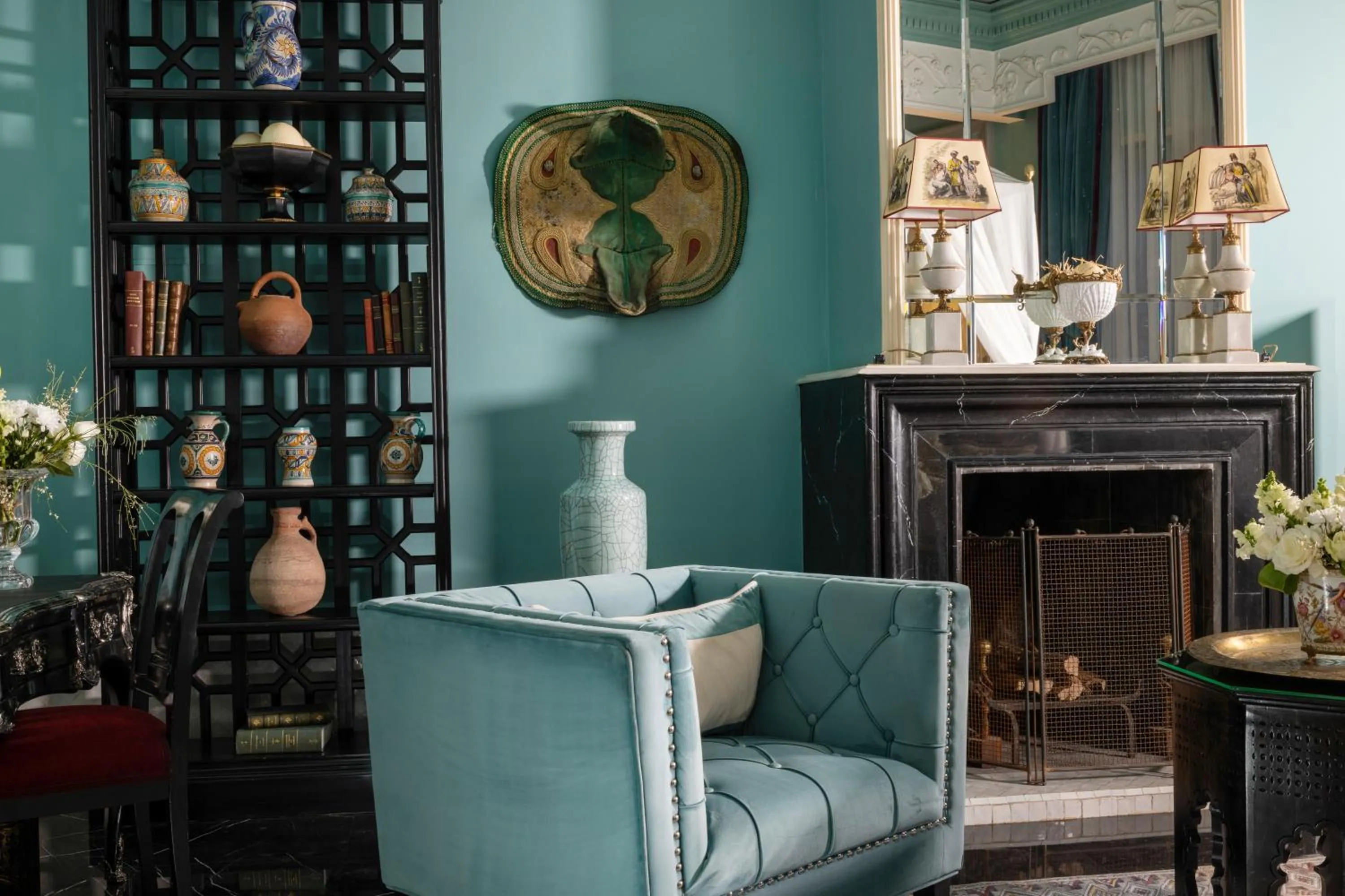 fireplace in Palais Ronsard Relais & Chateaux