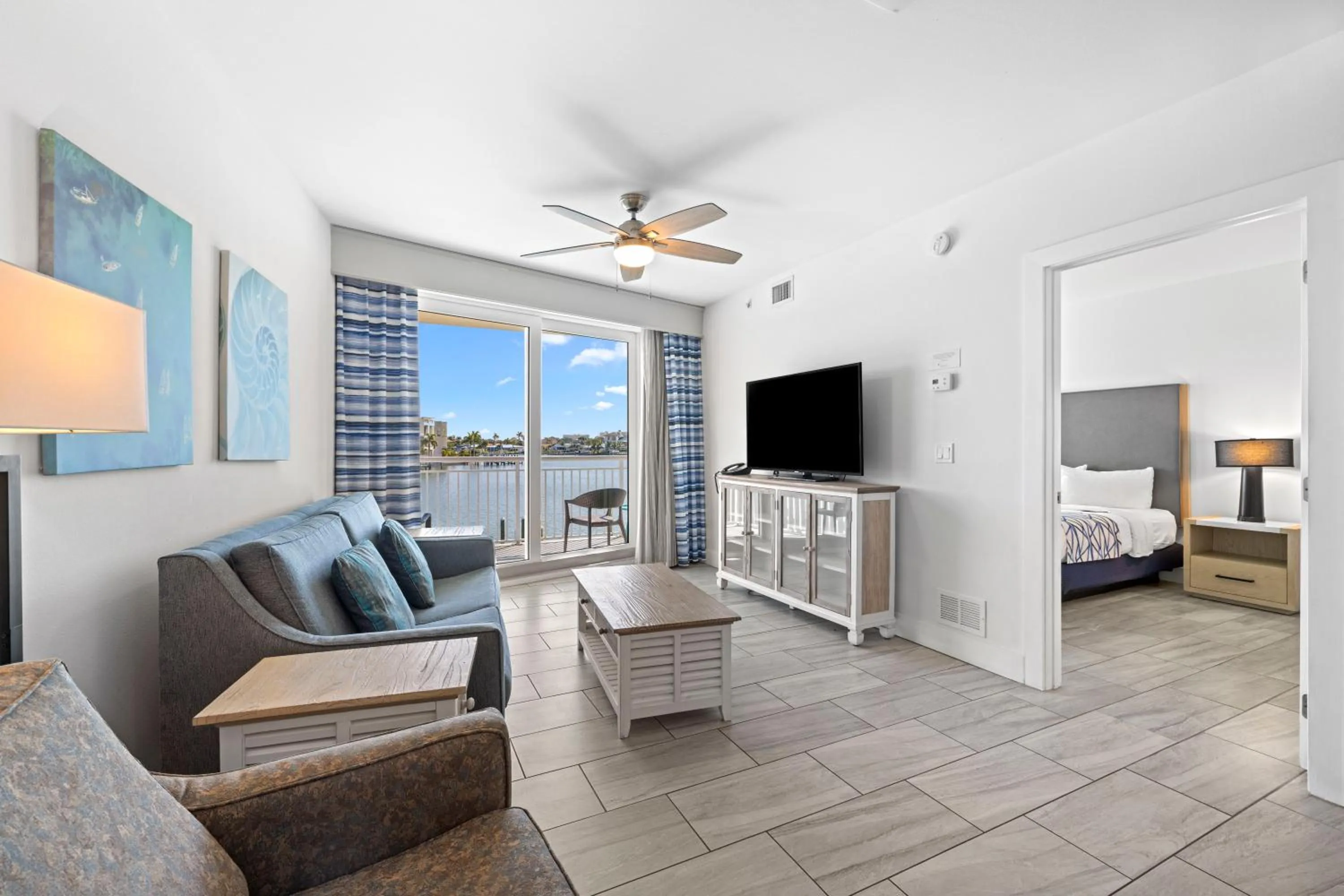 Living room, Bed in Provident Oceana Beachfront Suites