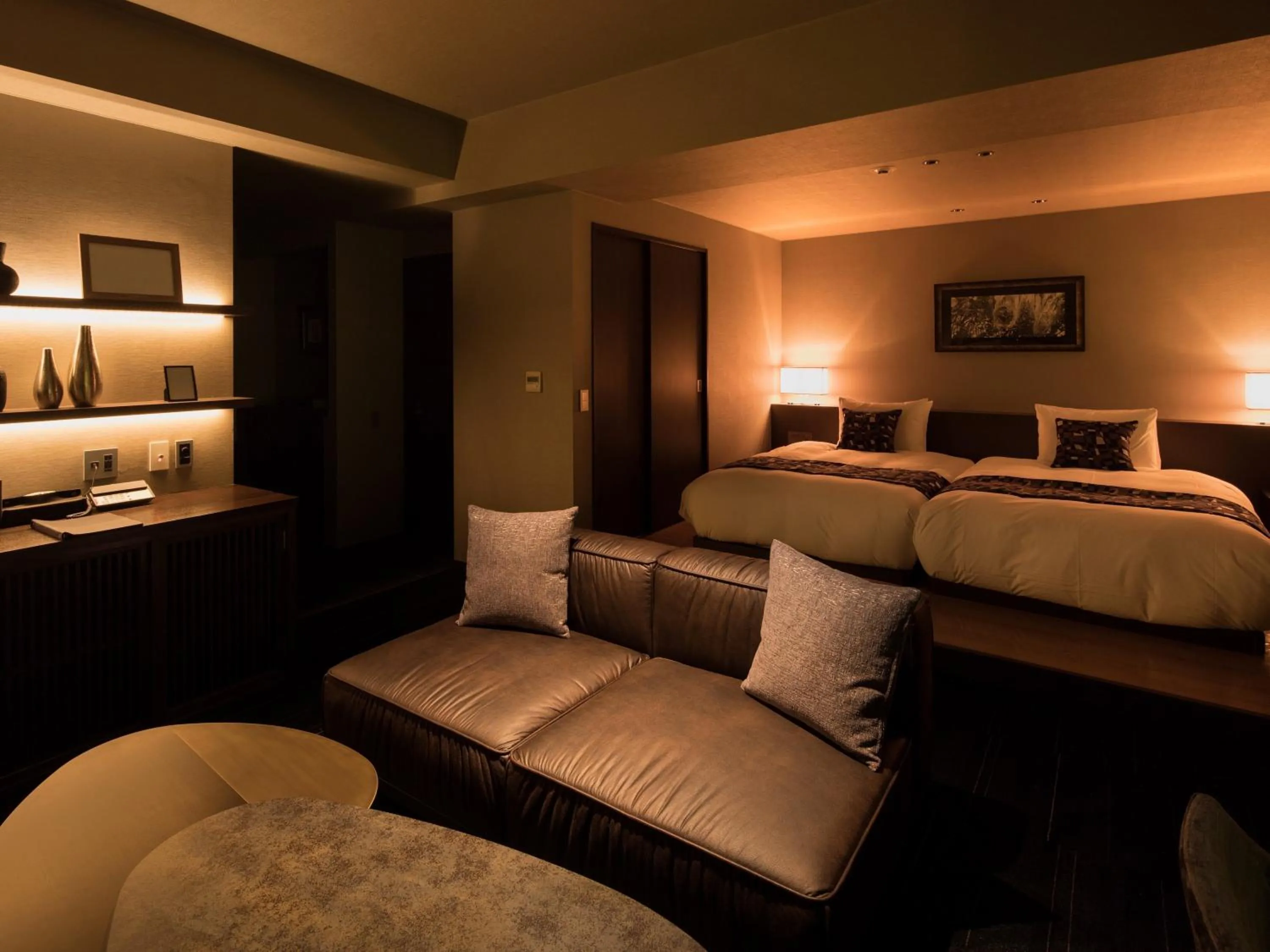 Bed in barhotel Hakone Kazan