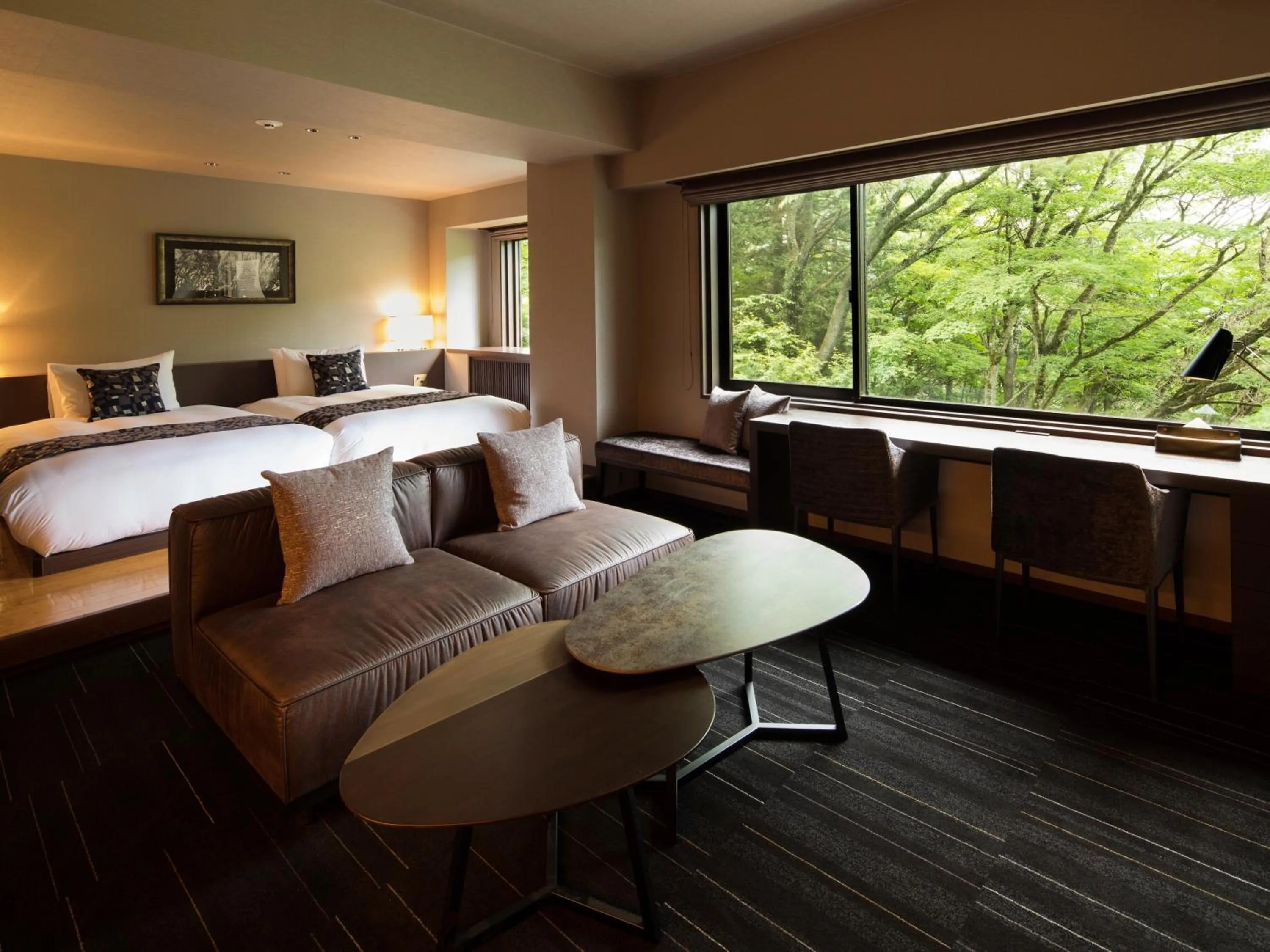 Bed in barhotel Hakone Kazan