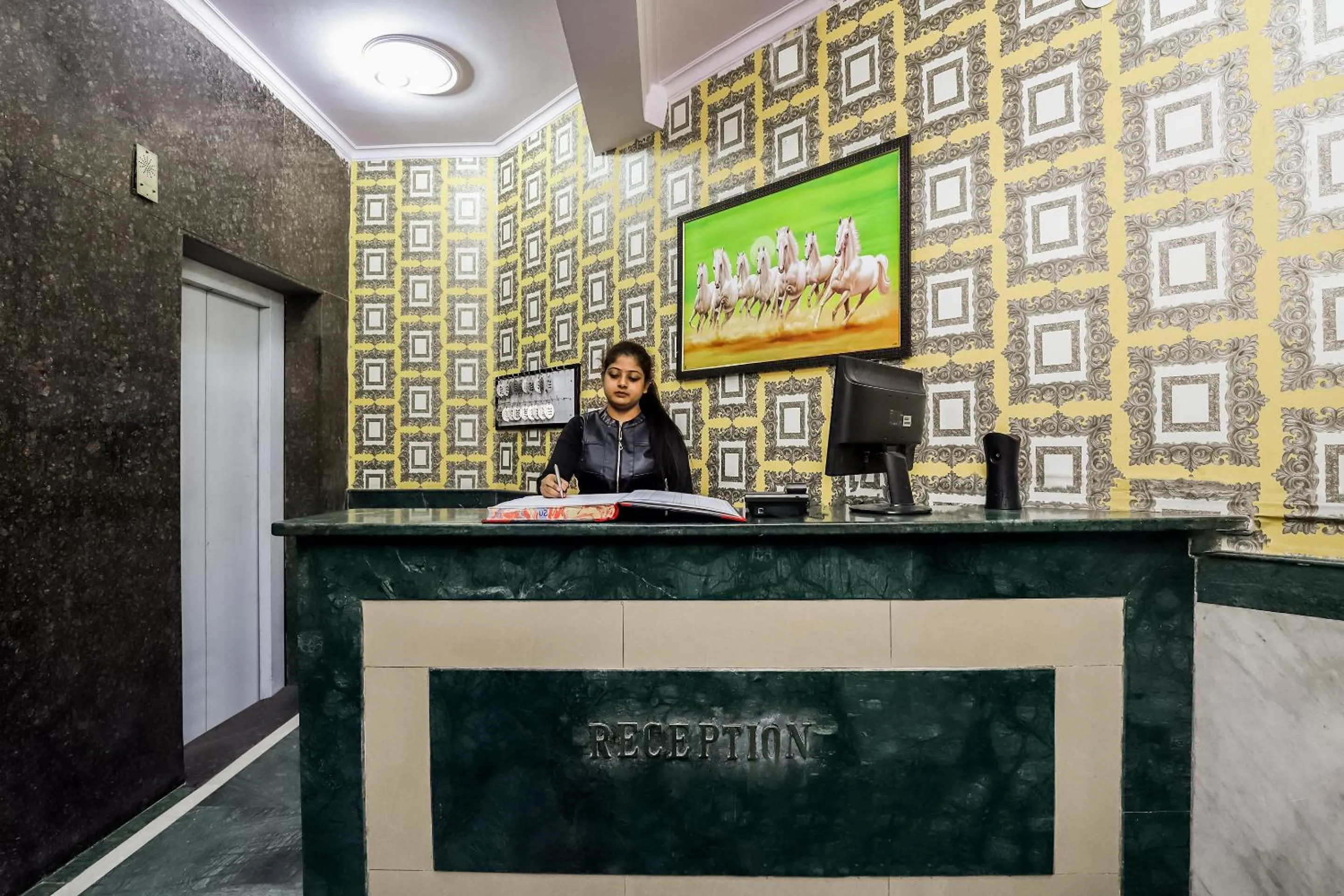 Lobby or reception in Collection O Ramji Grand Near Tdi Mall