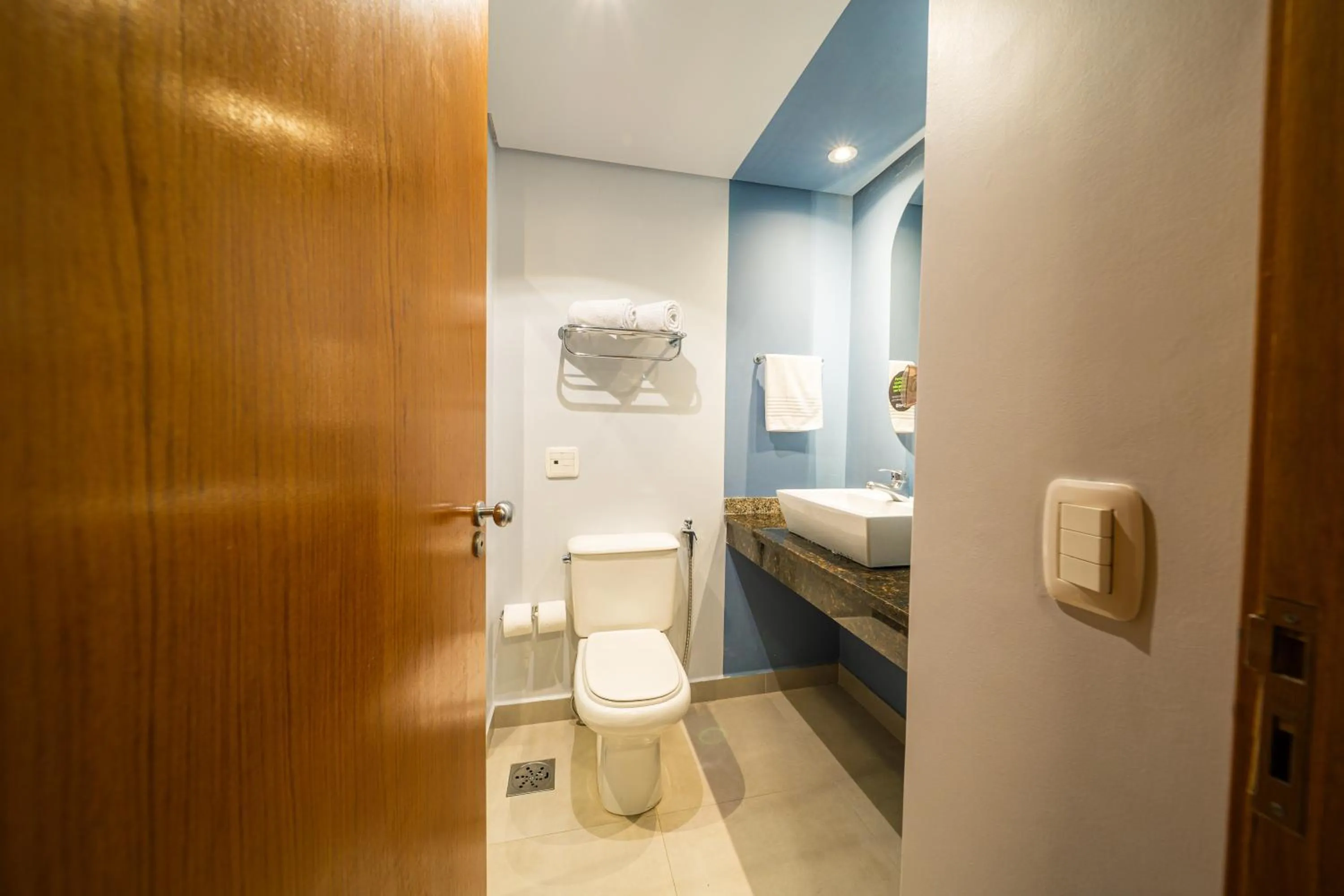 Bathroom, Bed in Hotel Euro Suite Curitiba Batel By Nacional Inn