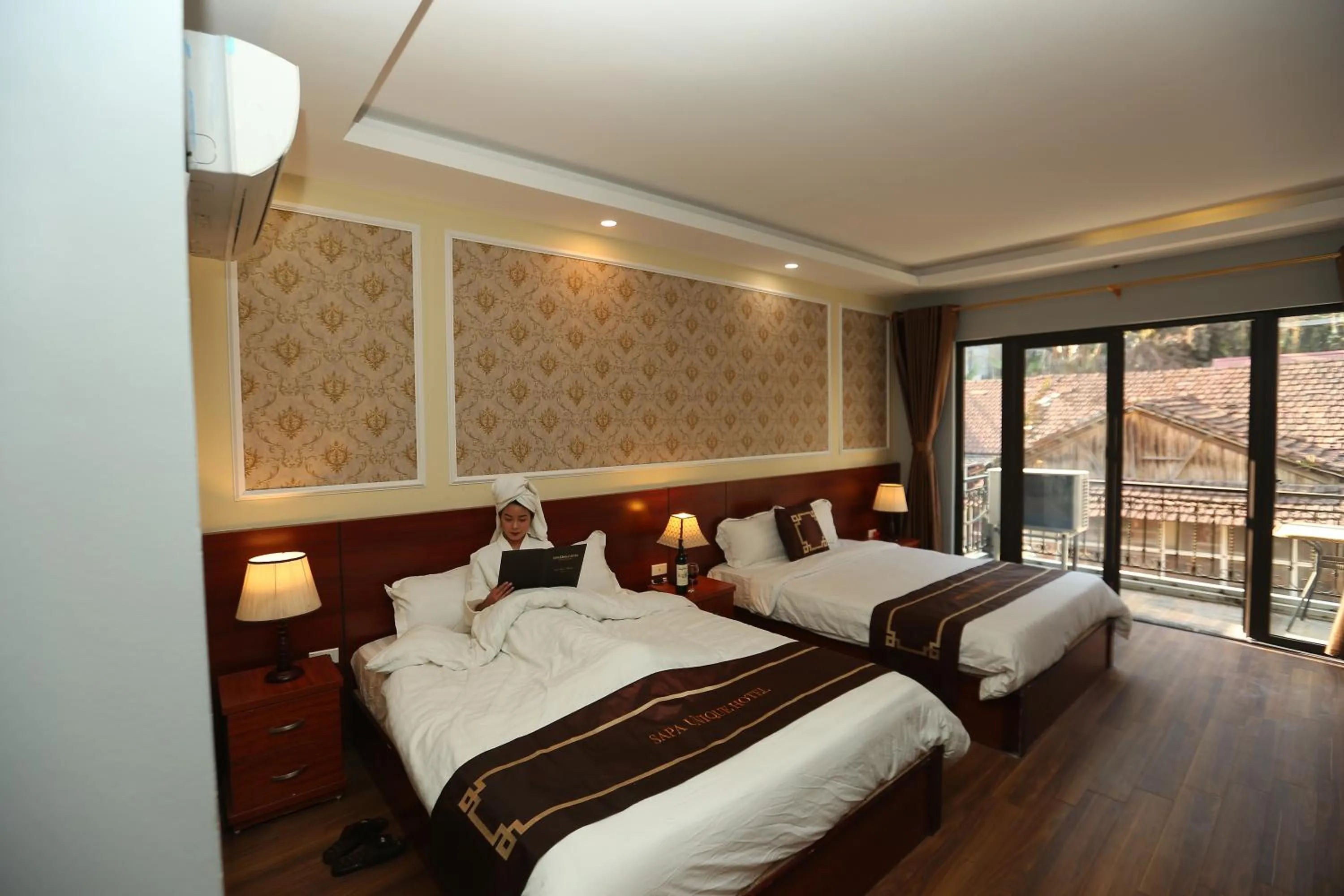 Bed in Sapa Unique Hotel