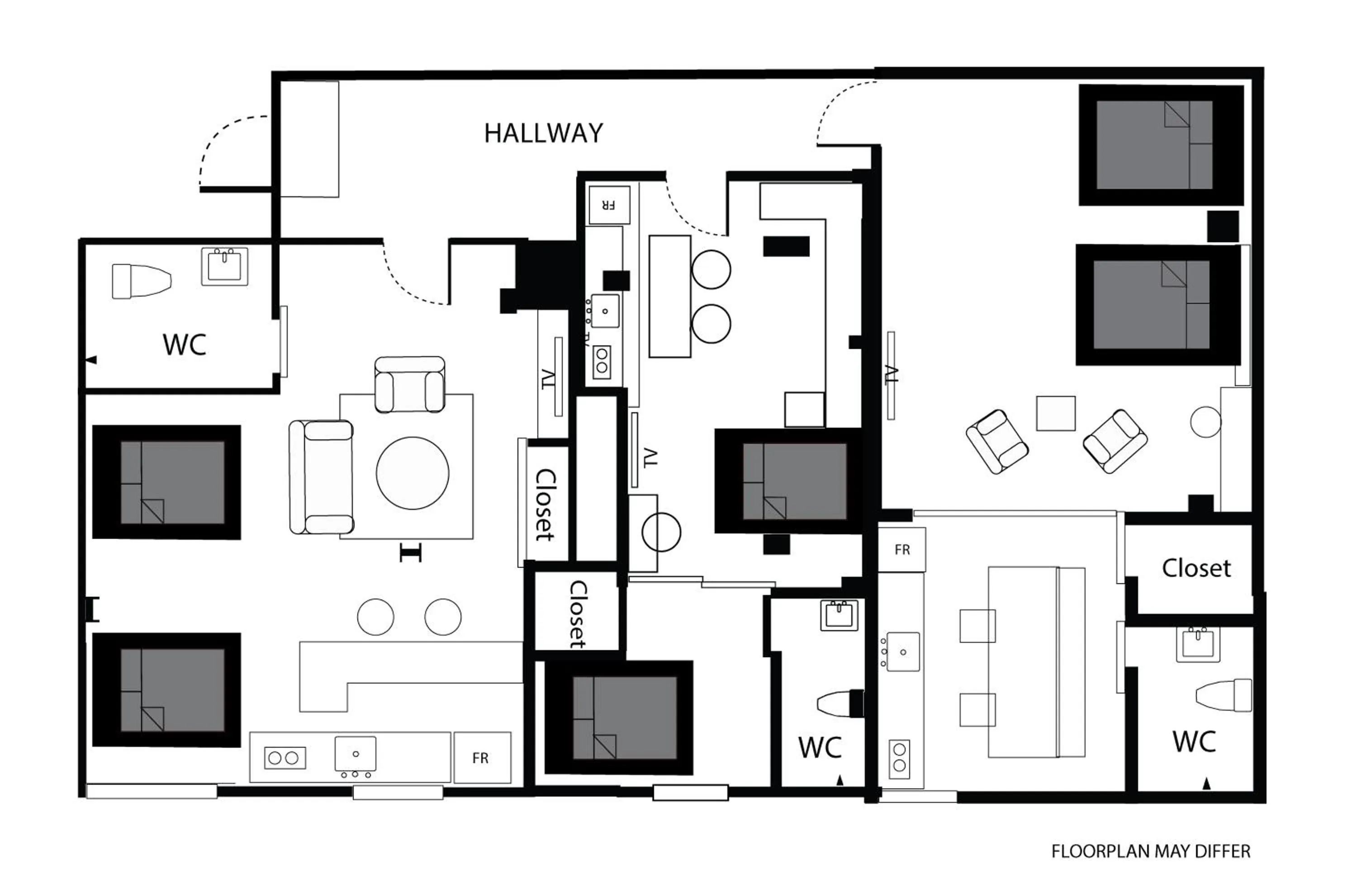 Floor plan in Seoul Loft Apartments - SLA 7 Night Minimum