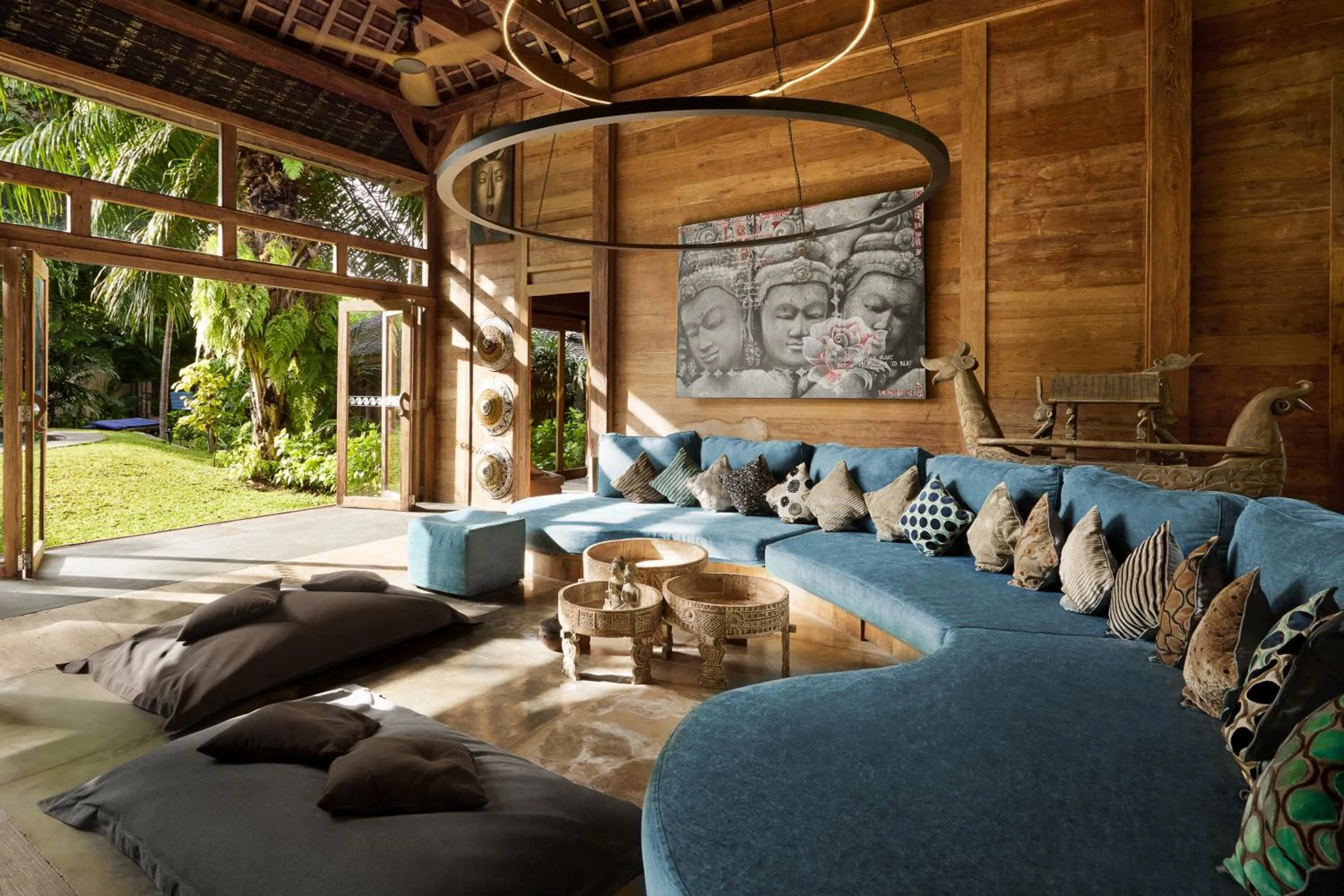 Seating area in Blue Karma Village