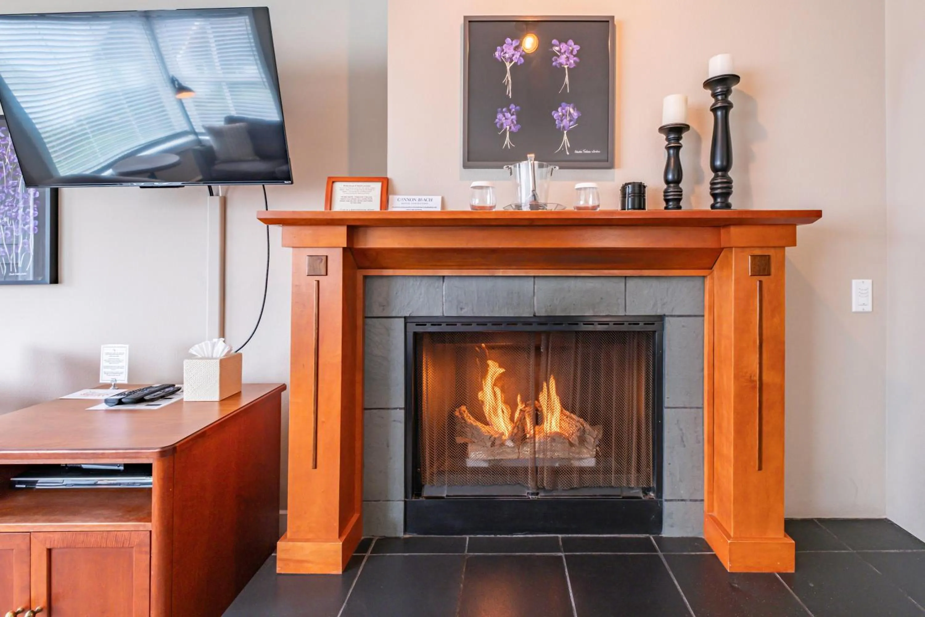 fireplace in Cannon Beach Hotel Collection