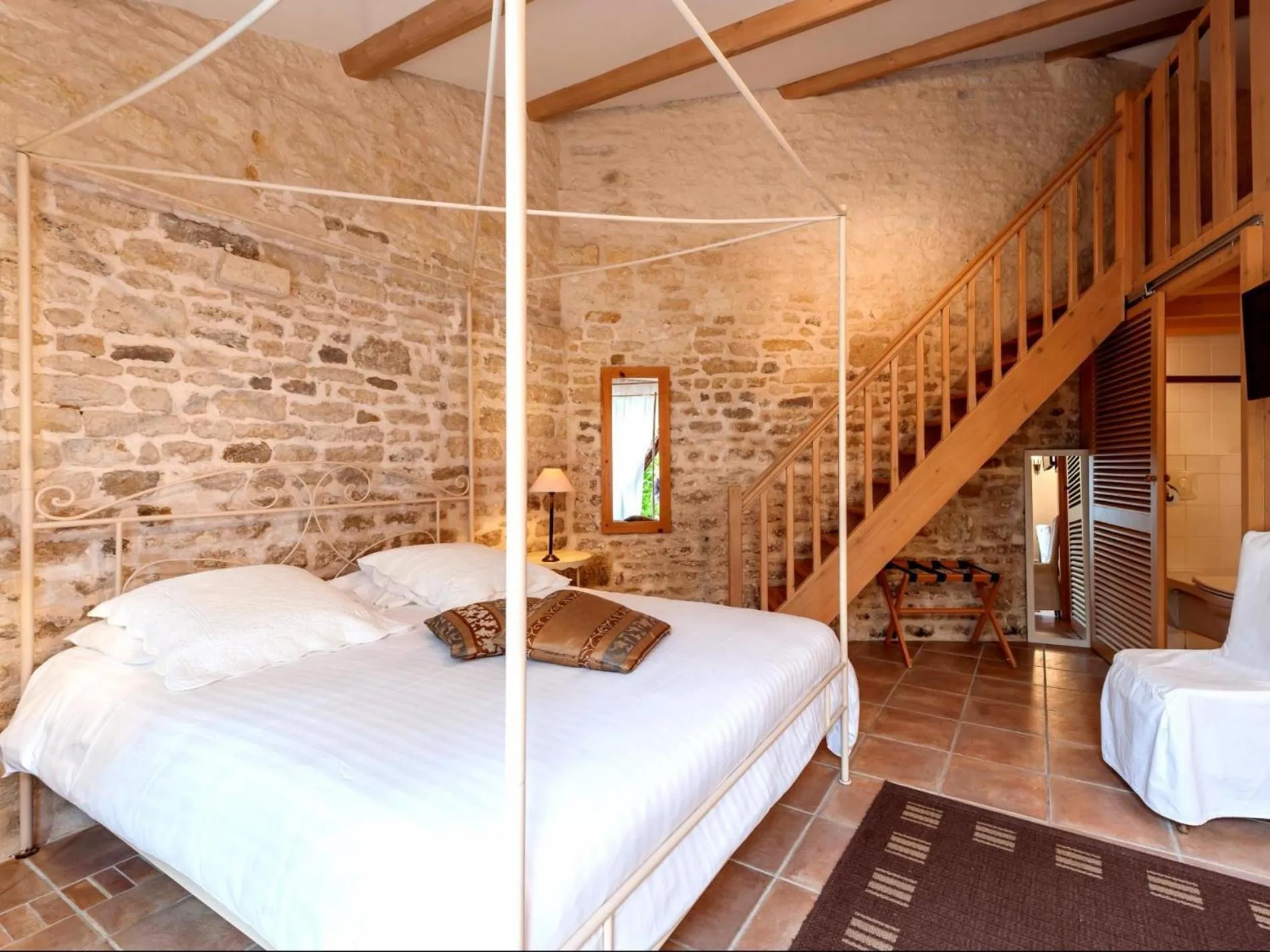 Bedroom, Bed in Logis Hôtel Le Central