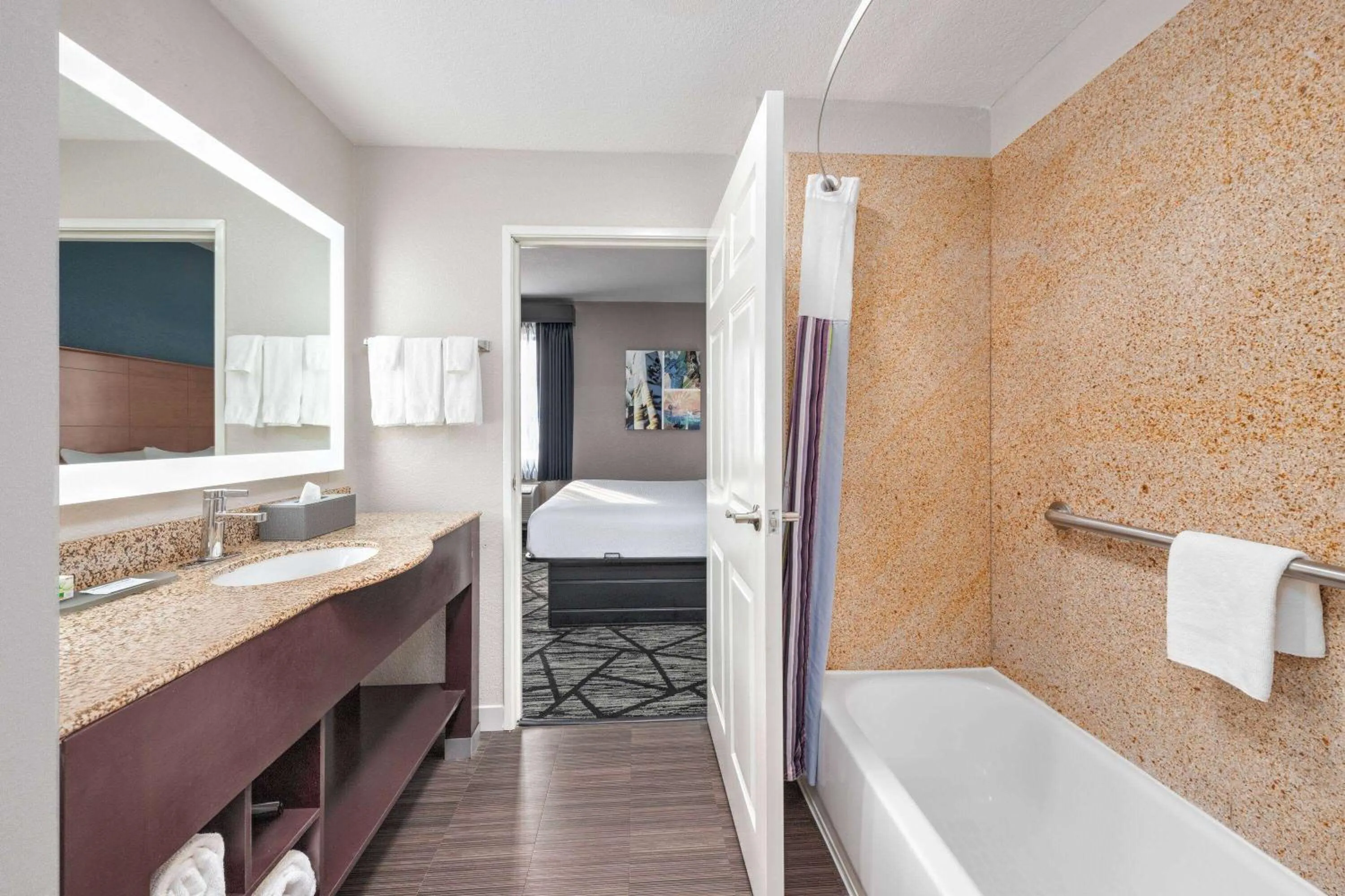 Bathroom, Bed in La Quinta by Wyndham Alvarado