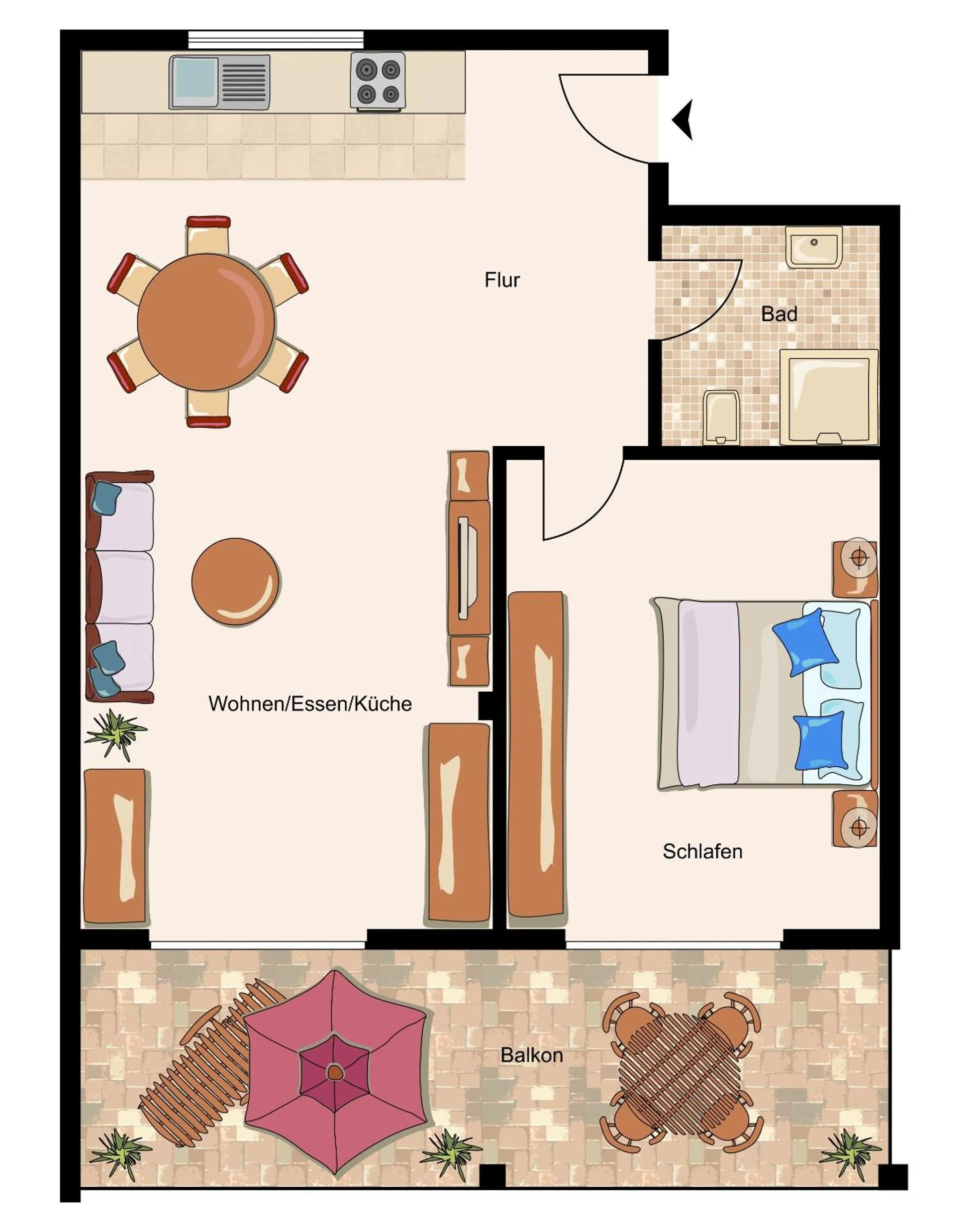 Floor plan in Boardinghouse Living28 Kaarst