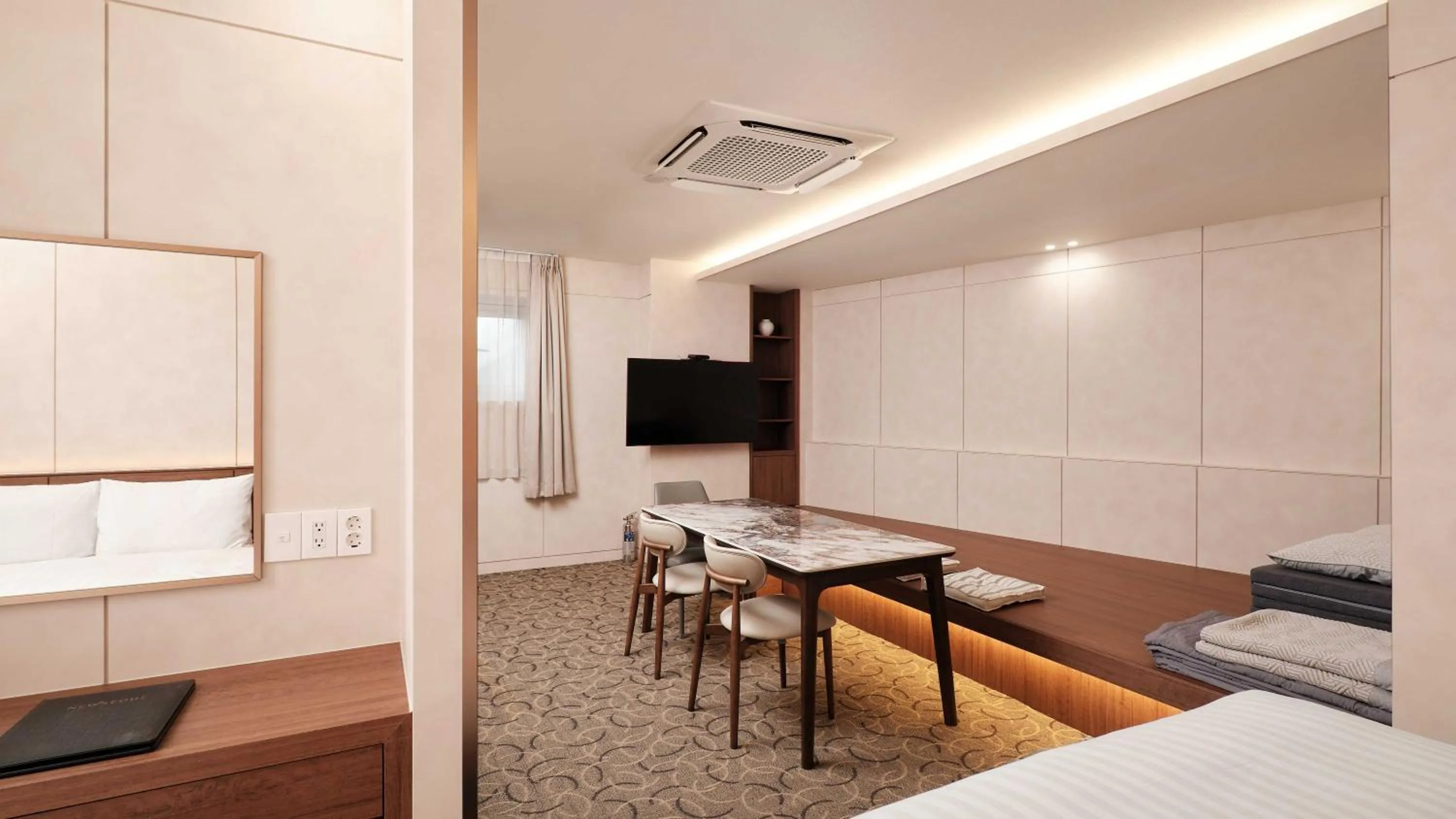 Bed in New Seoul Hotel Myeongdong