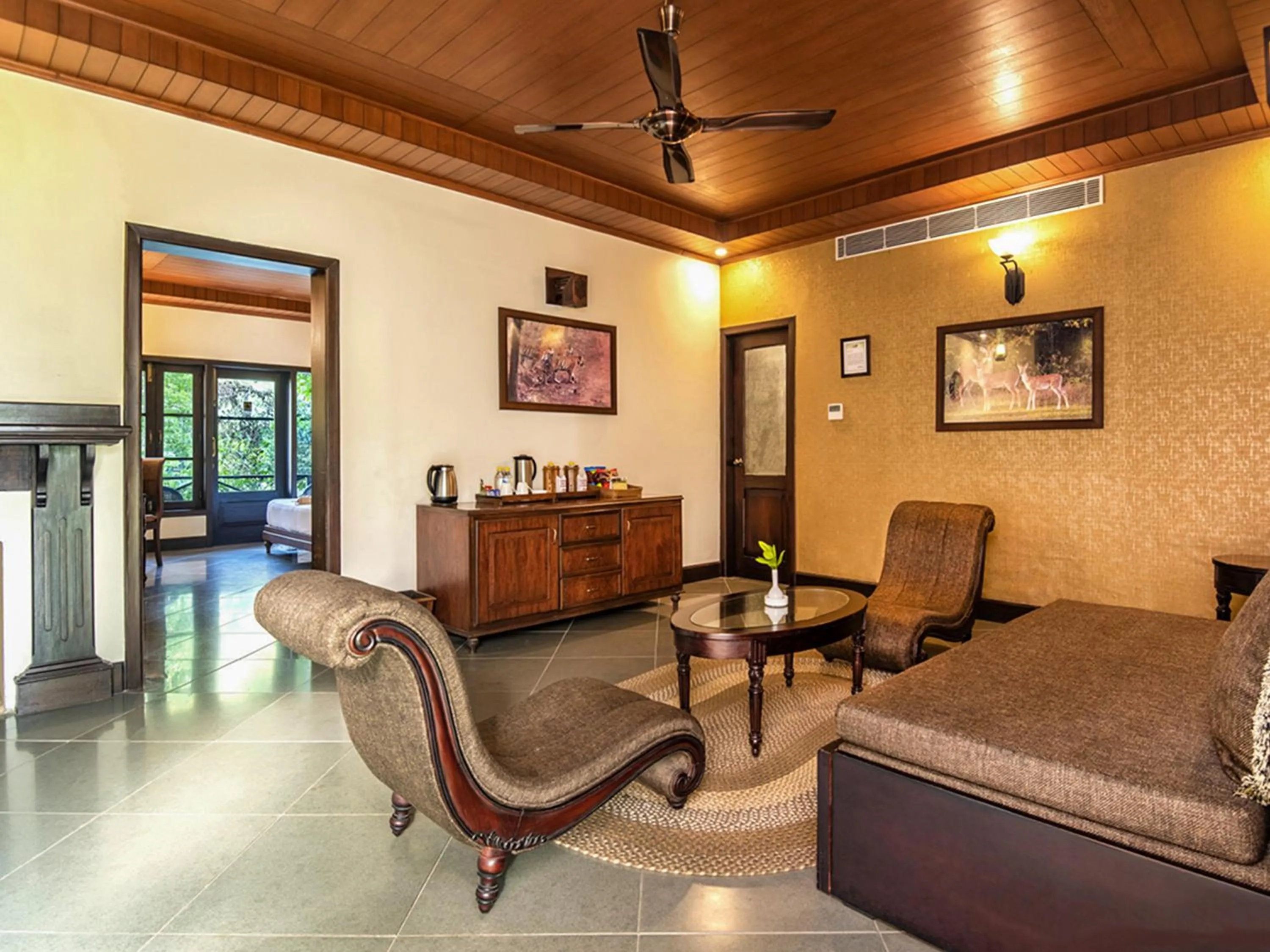Seating area in Aahana Resort - Jim Corbett