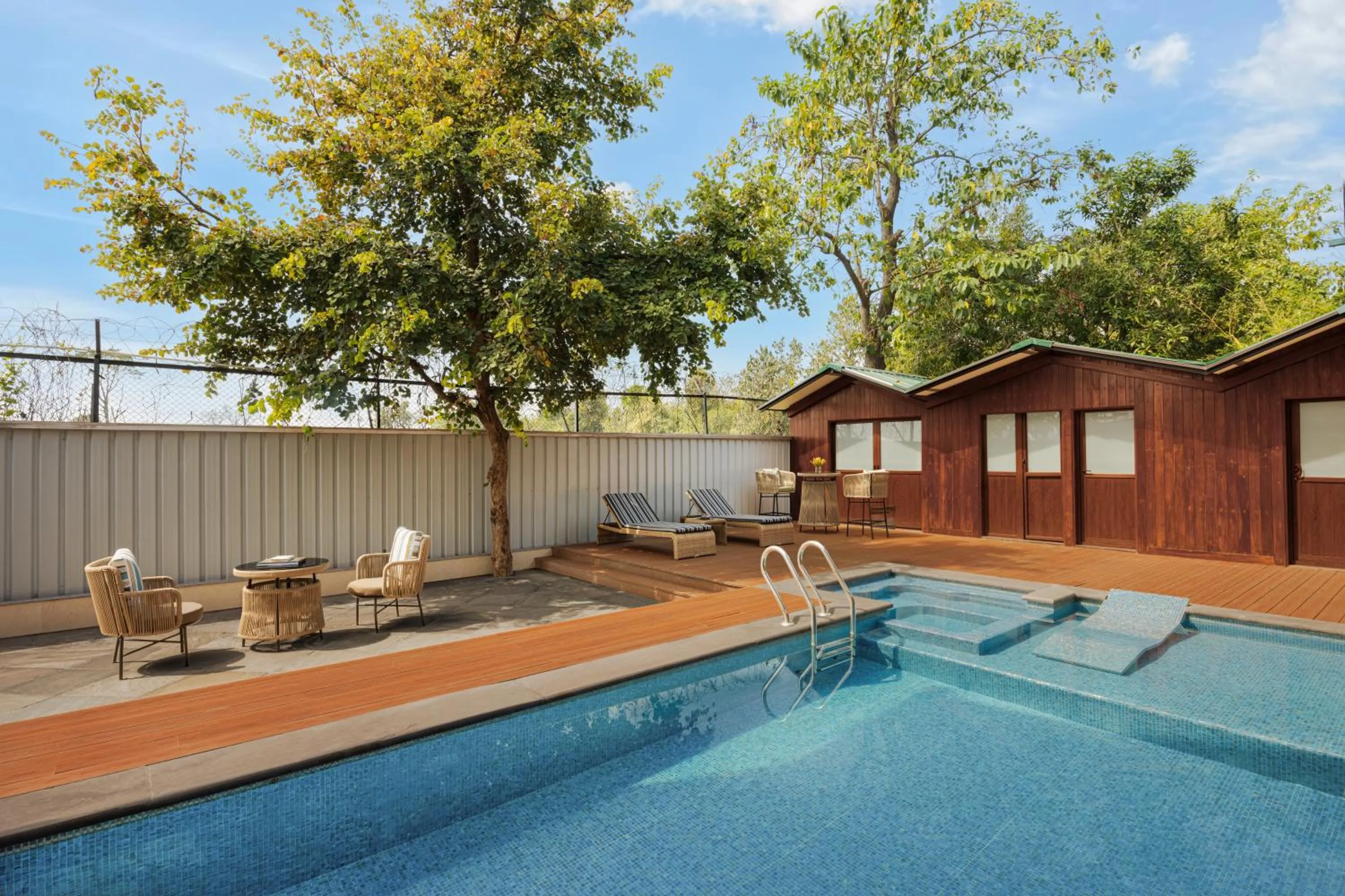 Pool view in Aahana Resort - Jim Corbett