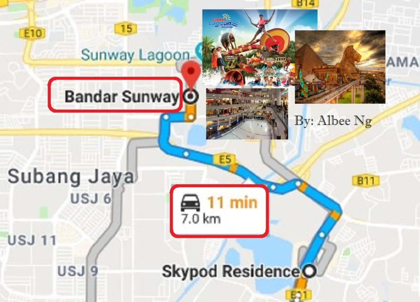 Nearby landmark in Puchong Skypod Residence, 1-4pax unit, Walking Distance to IOI Mall, 10min Drive to Sunway