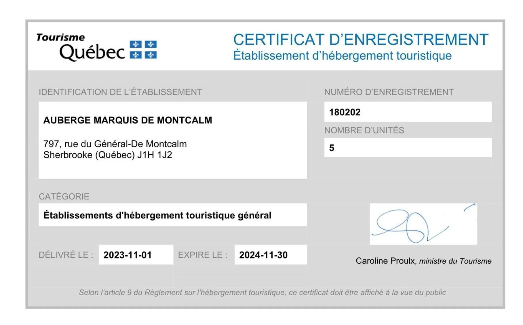 Property building in Auberge Marquis de Montcalm