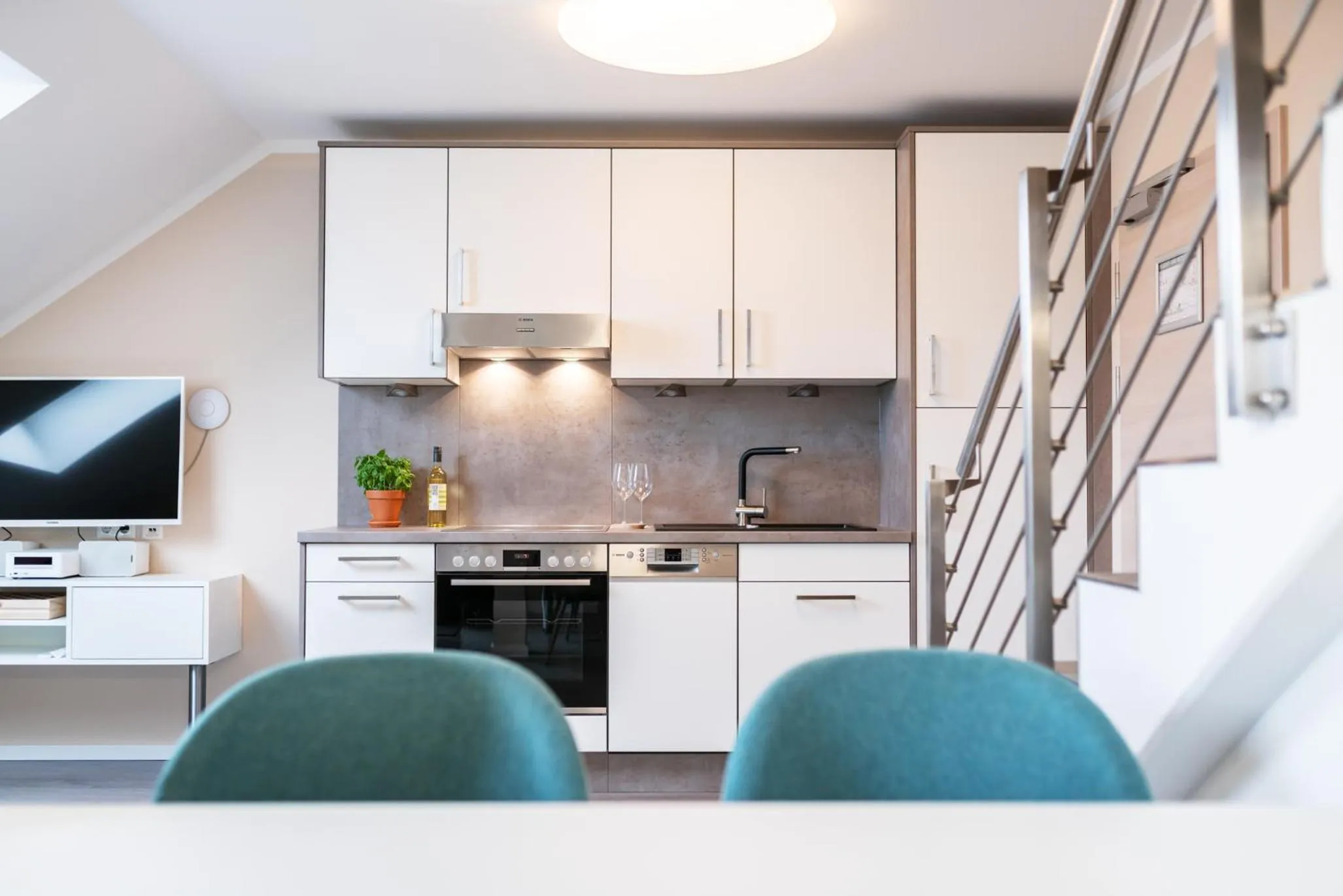 Kitchen or kitchenette in AKZENT Apartmenthotel Binz