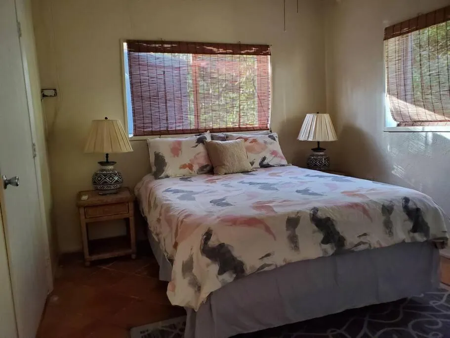 Bed in The Cottage at Villa Indigo